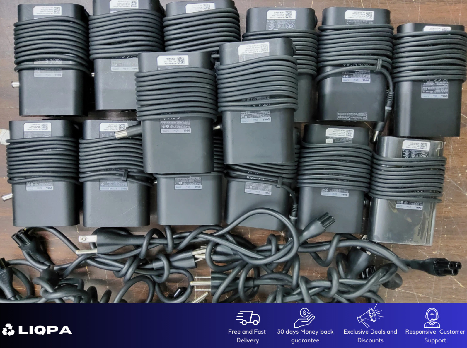 Lot of 5X Dell 65W Genuine  19.5V 3.34A Adapter Charger Big Pin ** with Cable