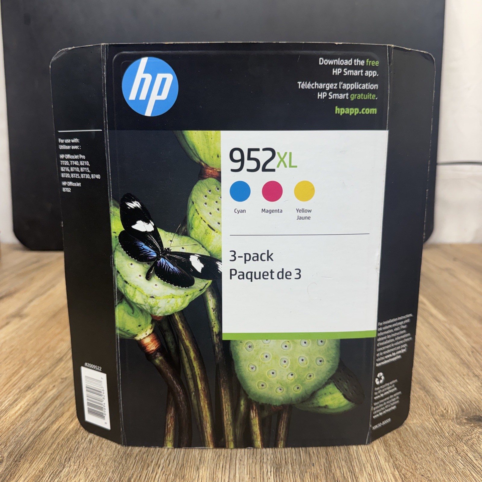 GENUINE HP 952XL 3-PACK C/M/Y N9K30BN Color Ink Cartridges Expired 12/2023