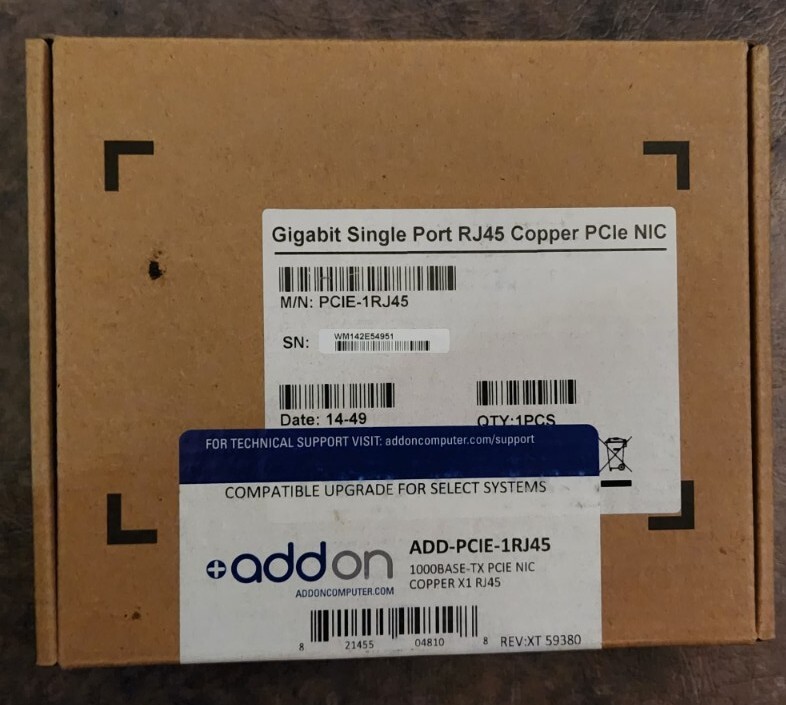 AddOn ADD-PCIE-1RJ45 PCI Express Gigabit Ethernet Network Card 1000Base-TX NIC
