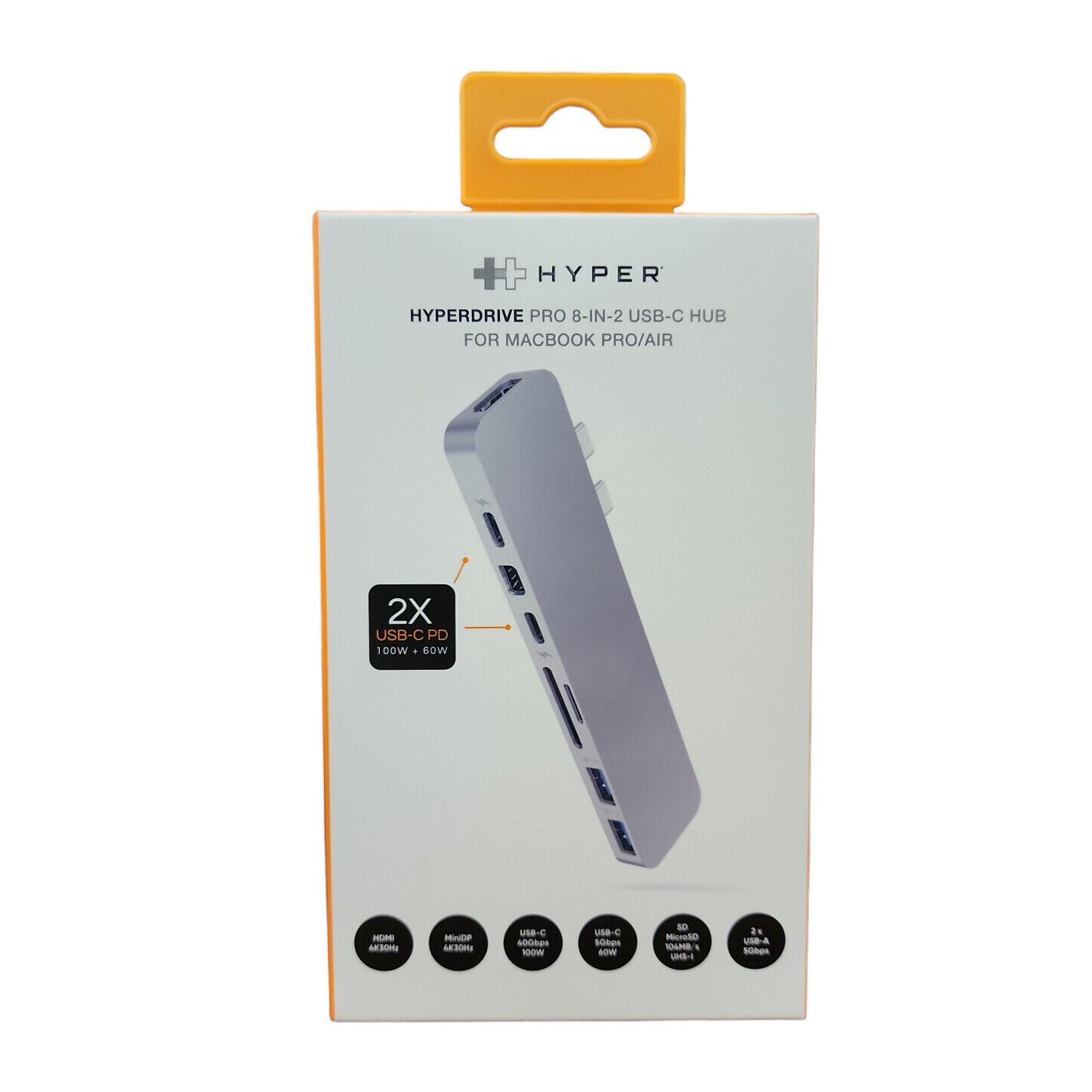 Adapter for MacBook Pro Air HyperDrive PRO 8-in-2 USB-C Hub HDMI 100W PD USB A