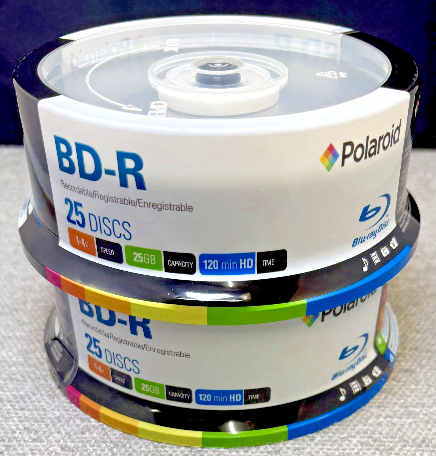 Polaroid BD-R Recordable Blank Blu-Ray Discs 25 PACK Lot Of 2 (25 GB) 120 MIN 50