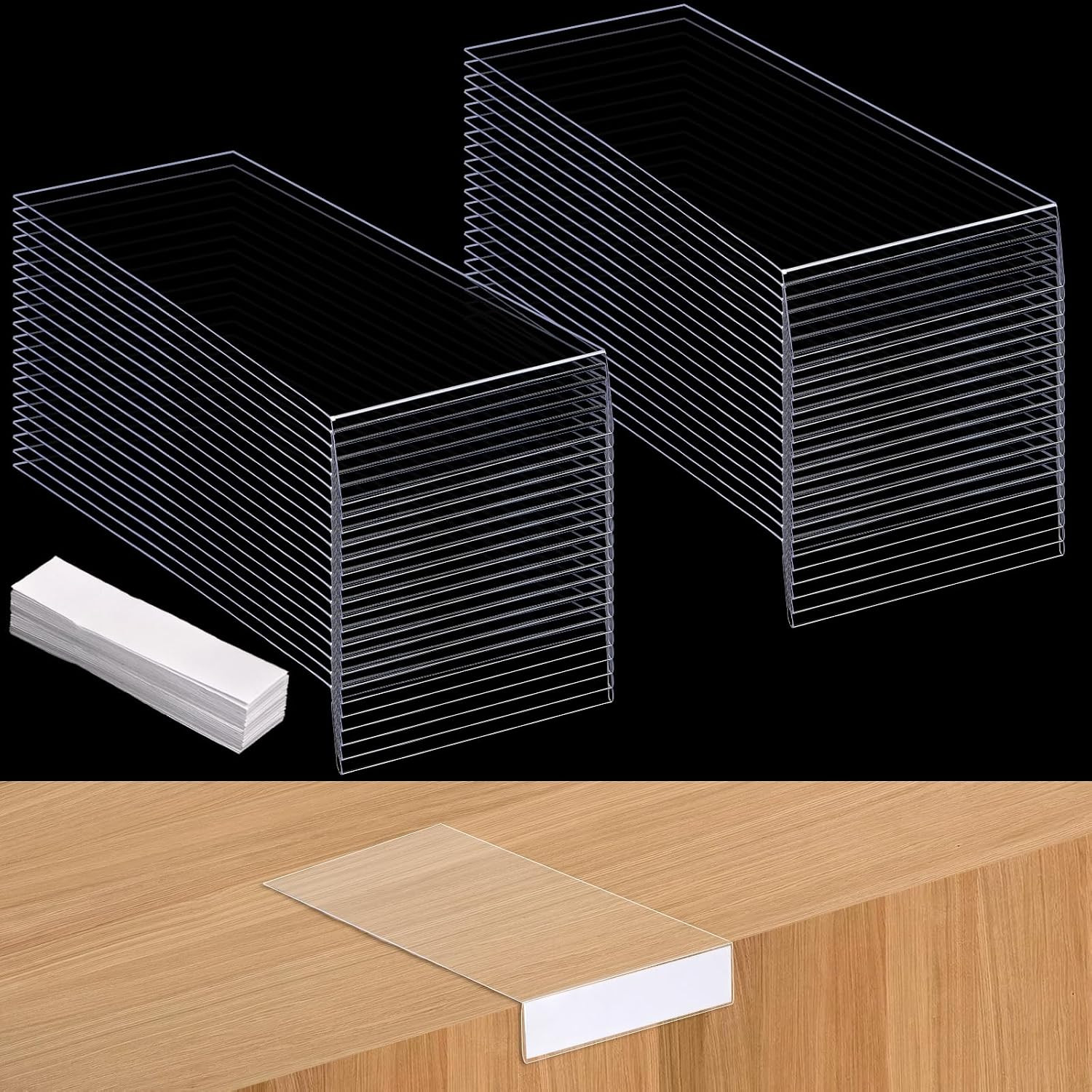 40 Pcs Moveable Shelf Label Holders, Clear Library Markers Book Shelf