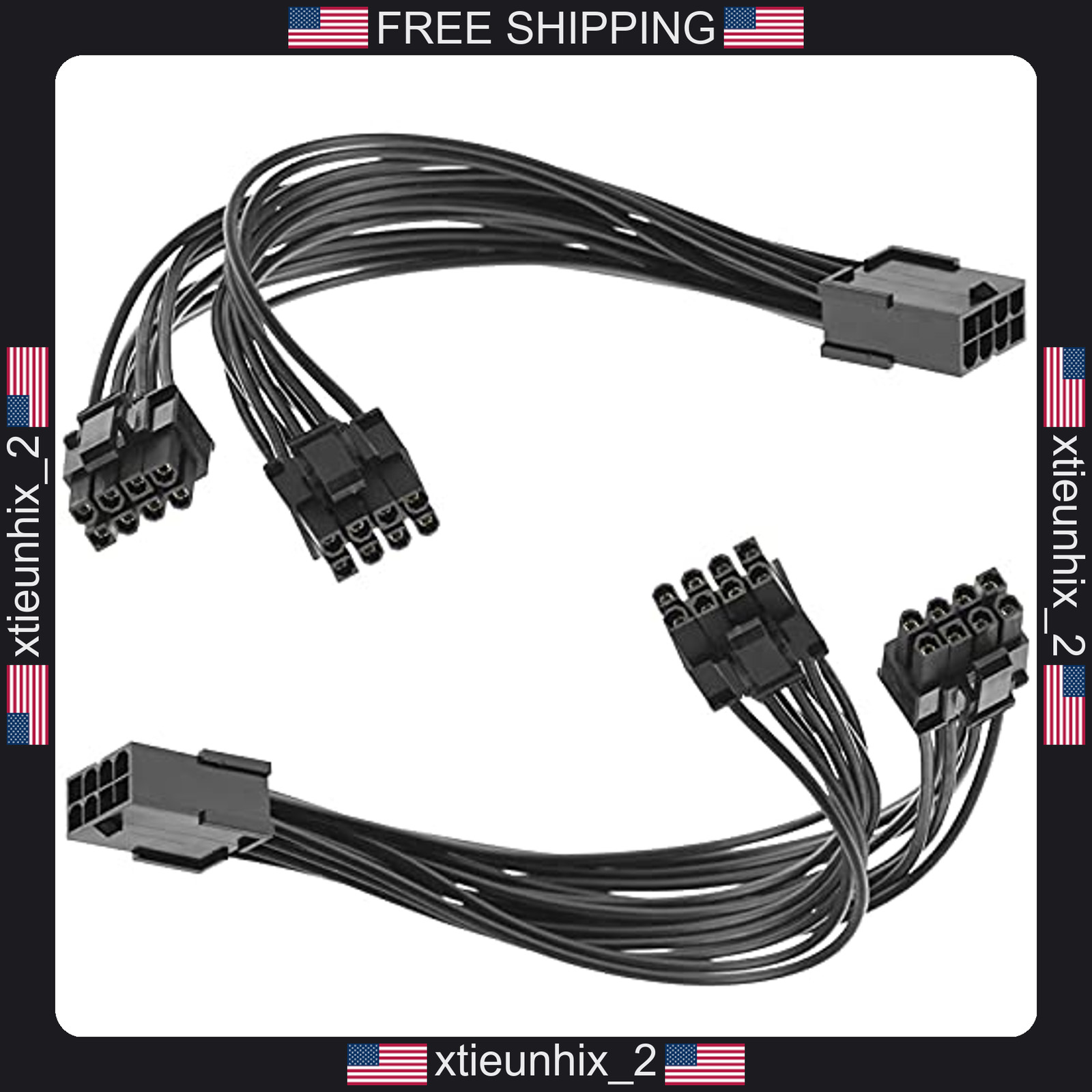 PCIe GPU Power Extension Cable 8 Pin to Dual 6/8 Pin Sleeved Braided