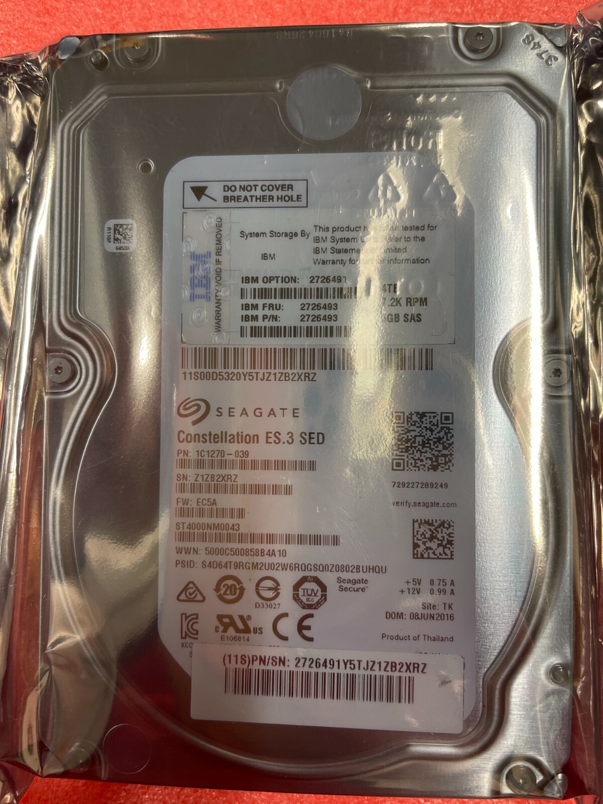 Seagate ST4000NM0043 4TB SAS2 6.0Gb/s 7K2 LFF Enterprise Hard Drive IBM
