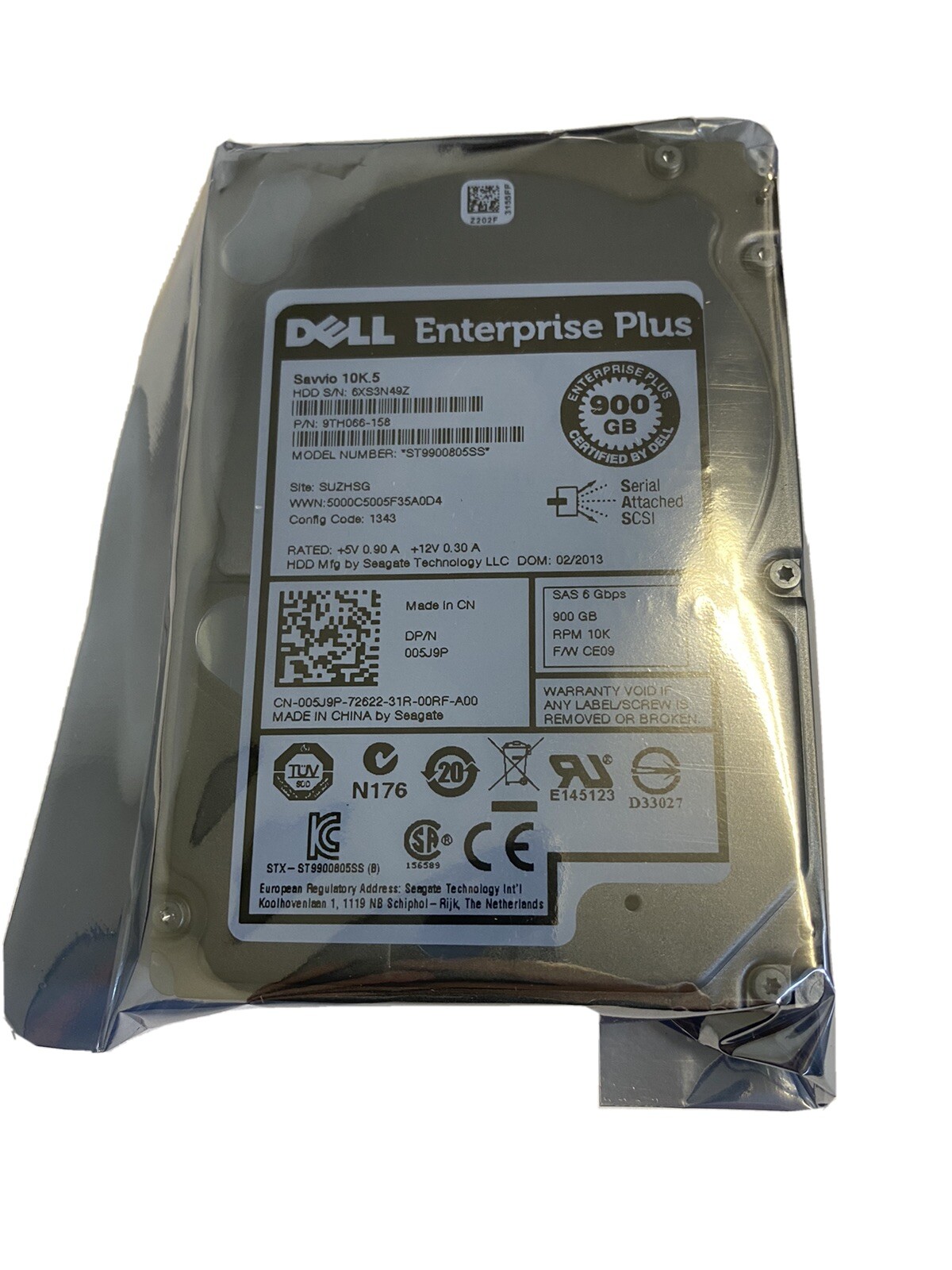 05J9P DELL Enterprise Plus 900GB 10K 6G SFF 2.5'' SAS HDD ST9900805SS 005J9P