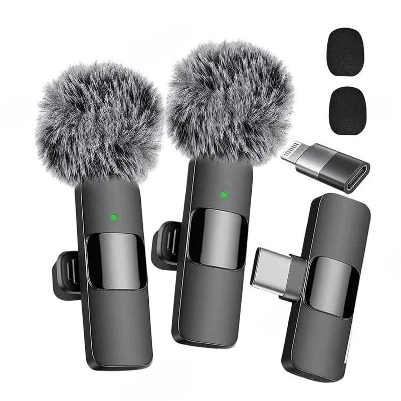 Wireless Microphone Mini Mic for iPhone/Android Phone, LED Display Lavalier Micr
