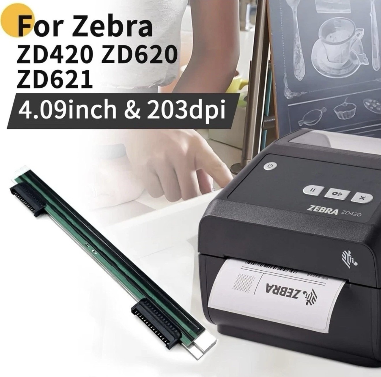 Zebra P1080383-415 Printhead for ZD420 ZD620 ZD621 Thermal Printer 203dpi