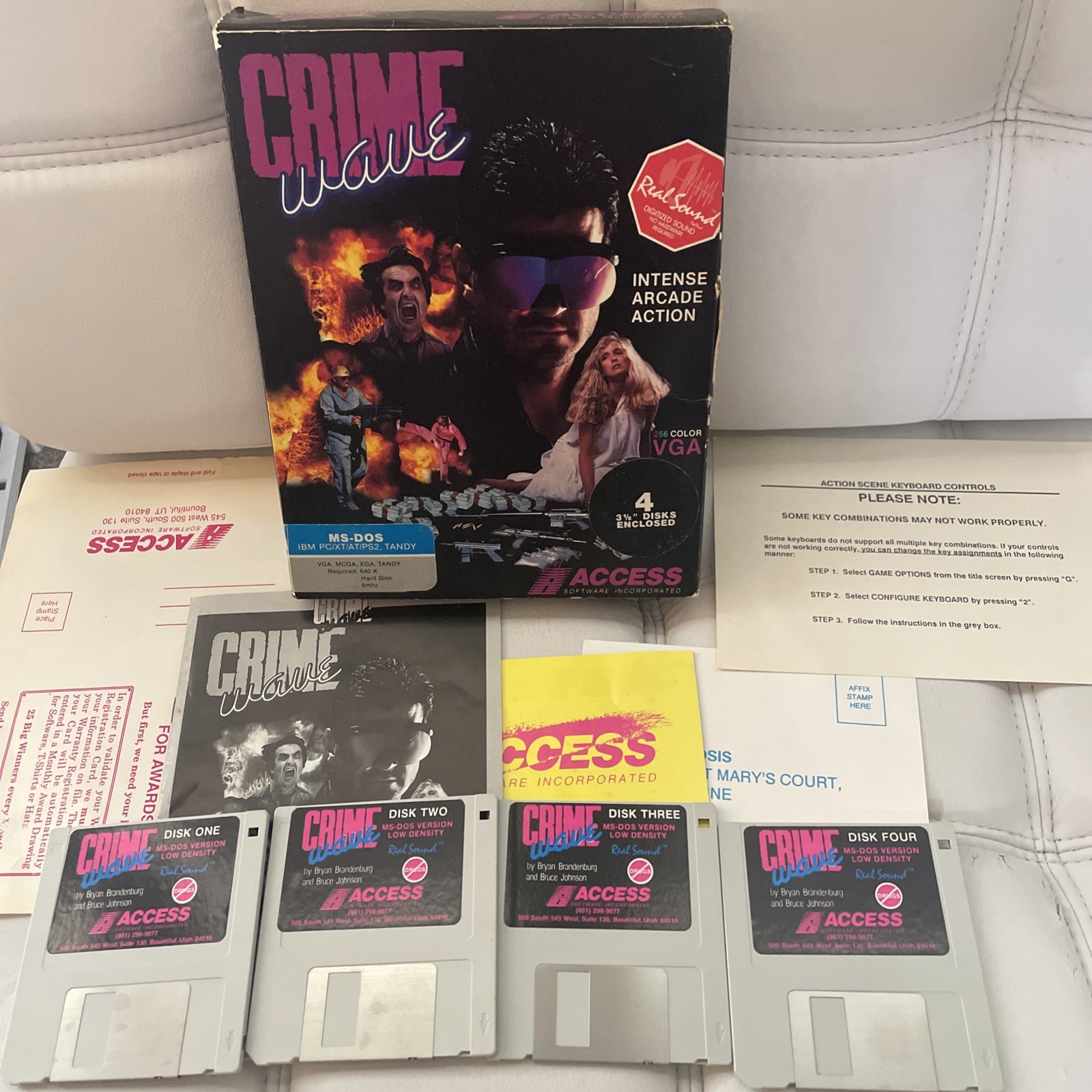 BIG BOX Crime Wave MS-DOS 3.5" CIB Floppy IBM Tandy Vintage Computer Game 1990