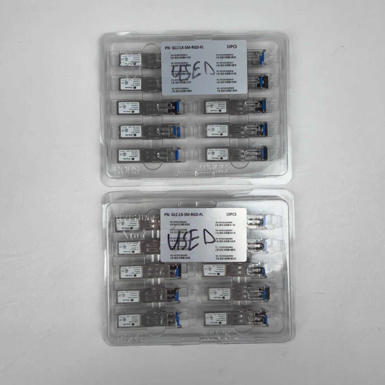 Lot of 20 ProLabs 1000BASE-LX SFP Transceiver Modules Gigabit Fiber Optics