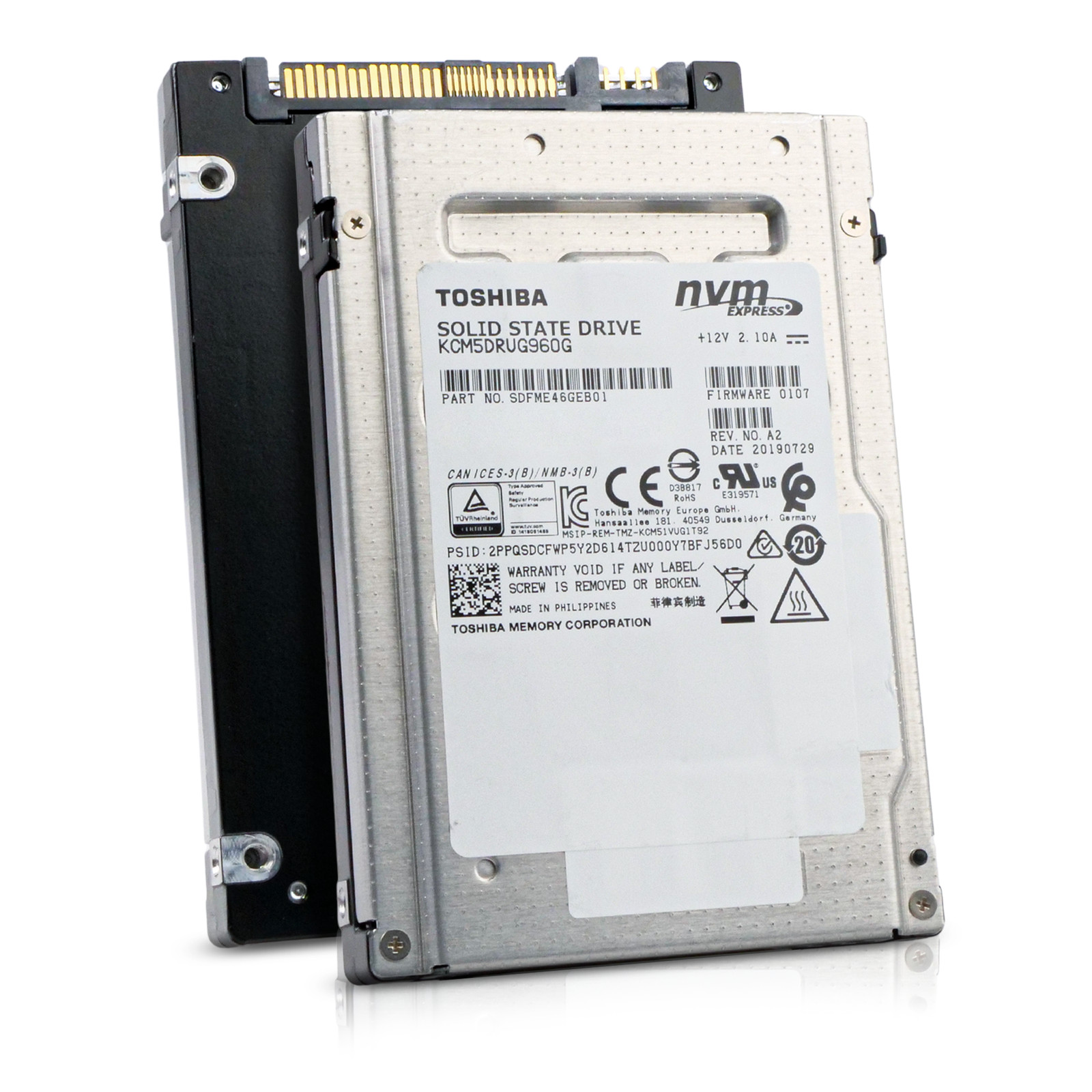 Toshiba CM5-R 960GB KCM5DRUG960G PCIe Gen 3.0 x4 4GB/s 3D TLC U.2 NVMe 2.5" SSD