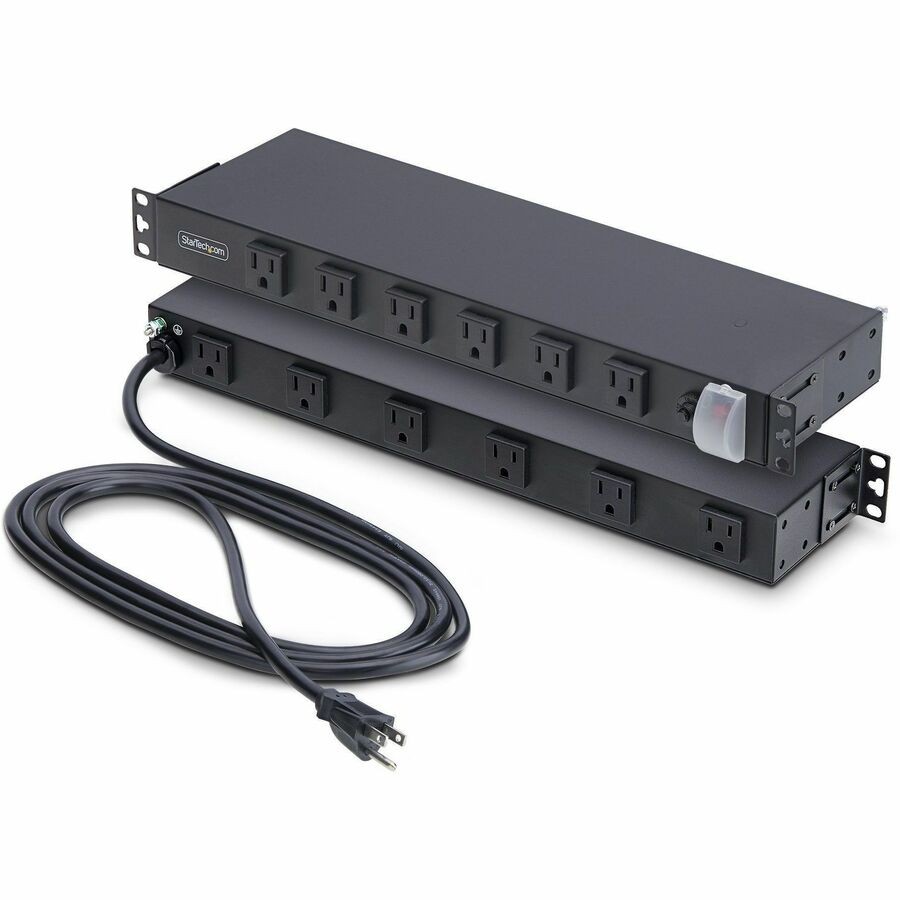 StarTech 12-Outlet Rackmount PDU, 1U Server Strip, Wide-Spaced Right-Angle Ports