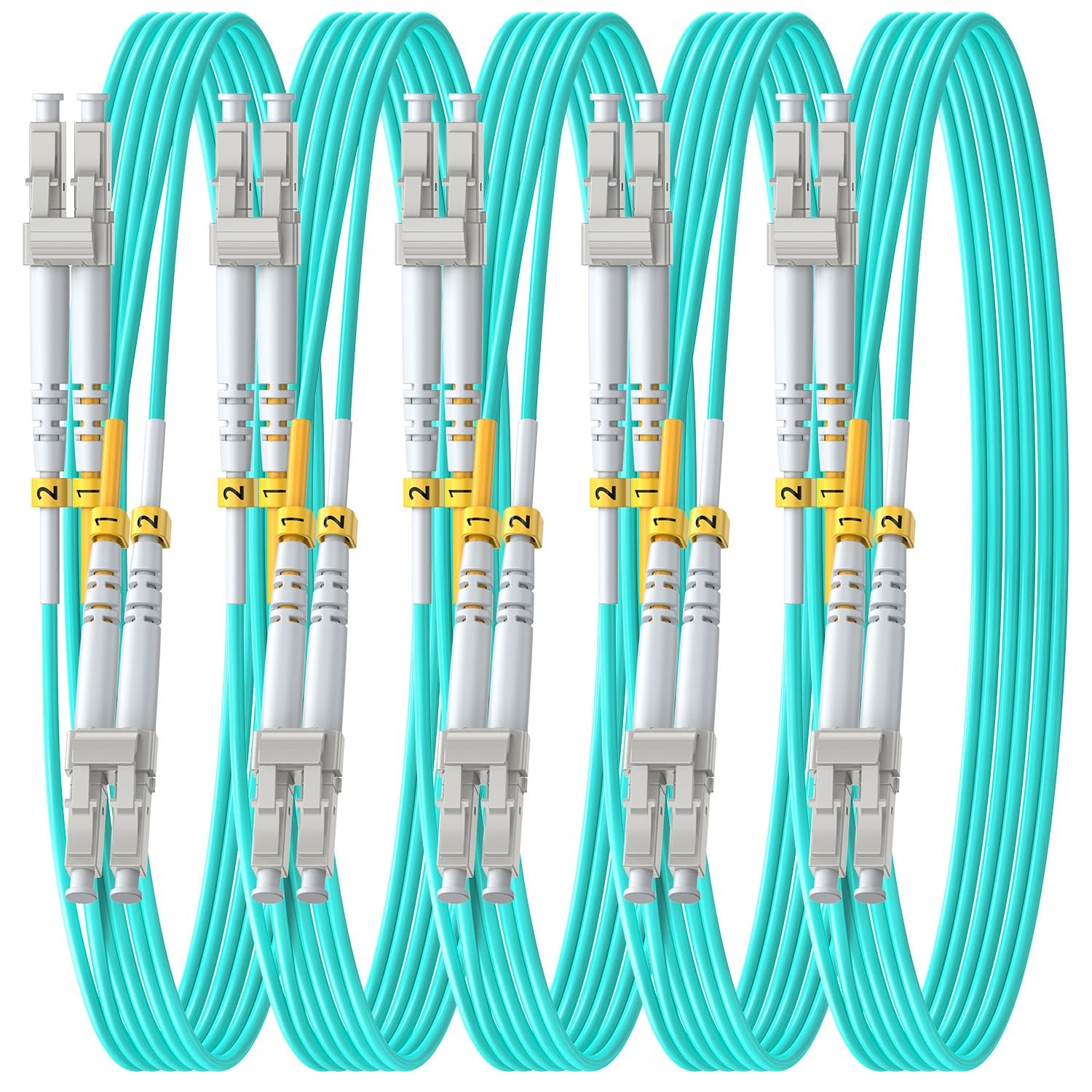 5 PCS OM3 LC To LC Fiber Patch Cable Multimode 50/125um LSZH 5m/16ft 10G/40G