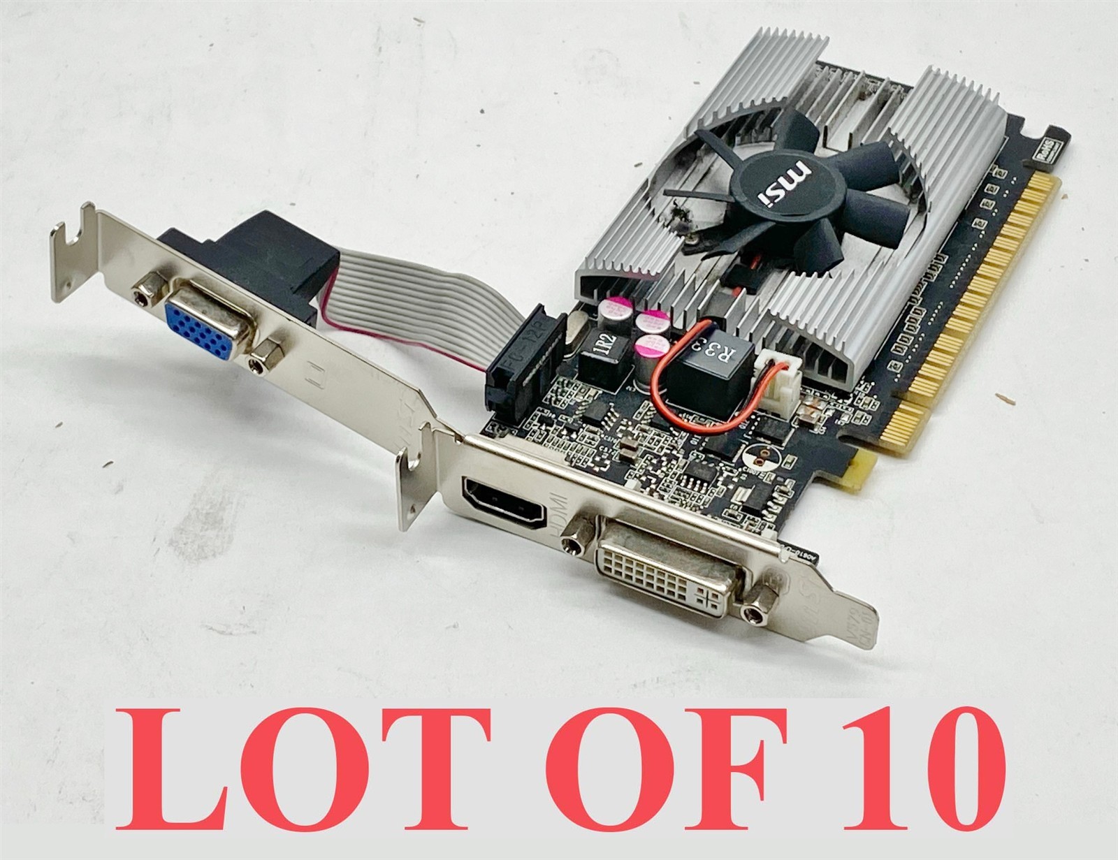 MSI NVIDIA GeForce 210 N210-MD1G/D3 1GB GDDR3 SDRAM PCIe Low Profile Lot 10