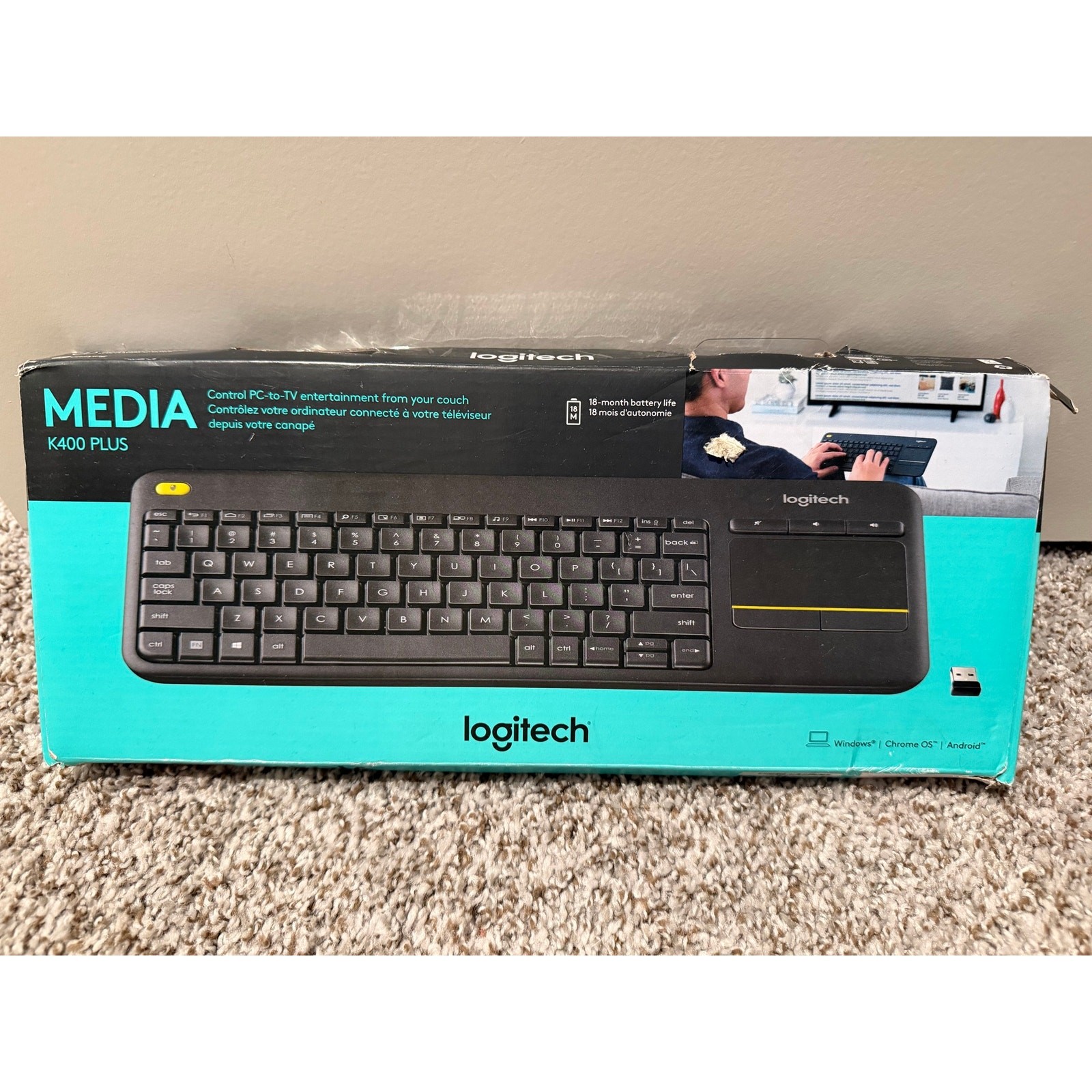 NEW Logitech K400 Plus Wireless Touch Keyboard with Built-In Touchpad – Black