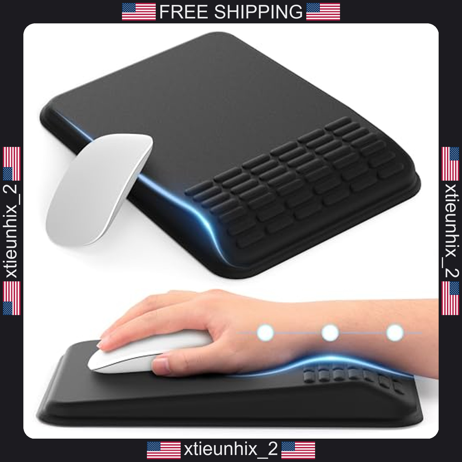 Ergonomic Mouse Pad with Wrist Rest Support for Pain Relief, Black