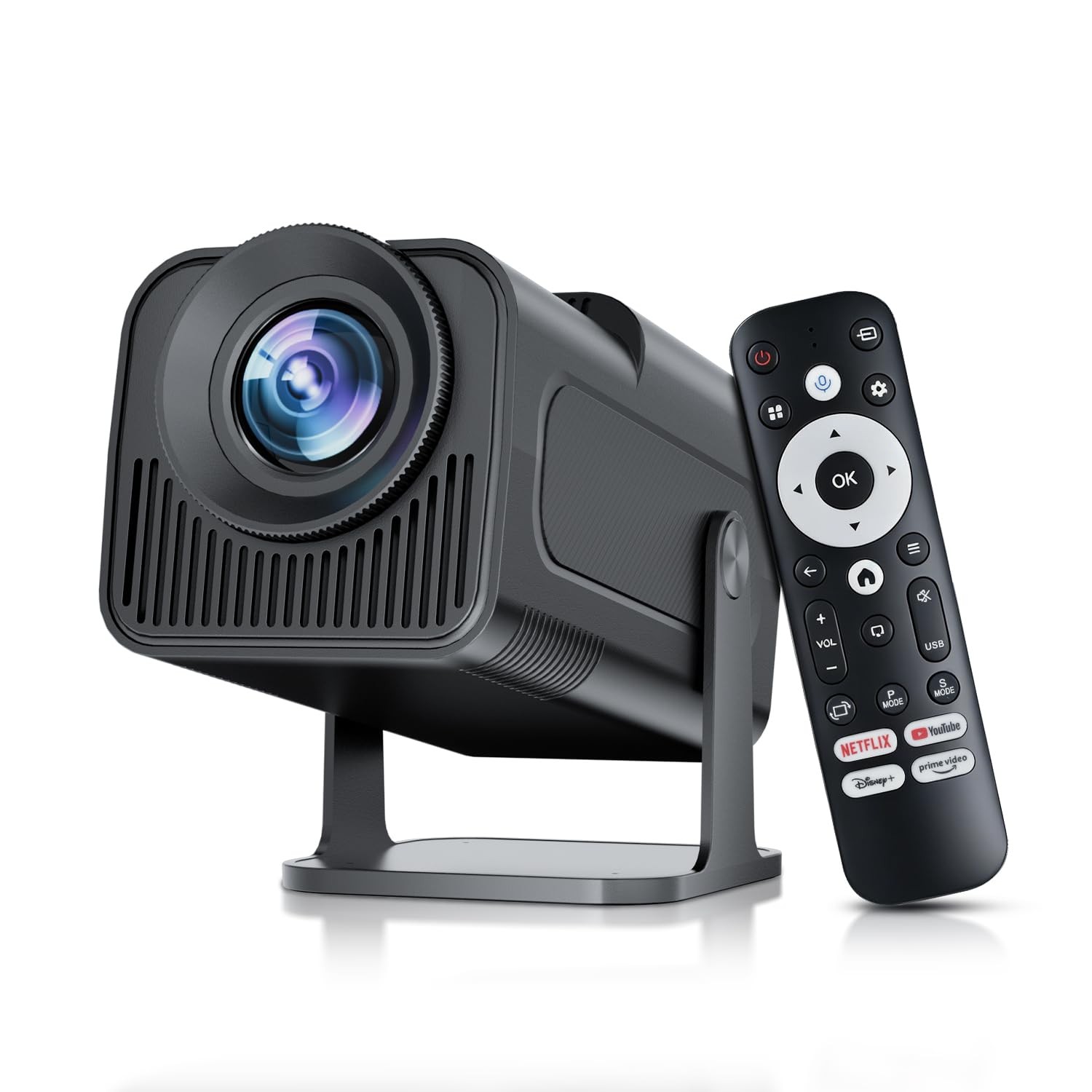 Smart Projector with Wifi and Bluetooth 5.4 Mini Portable, Small Size, Black