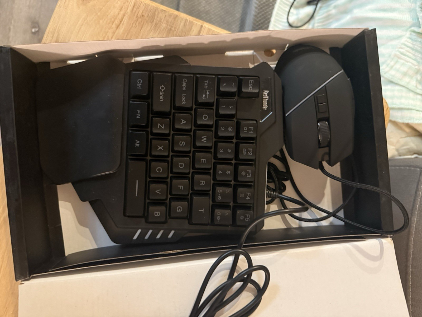 RedThunder RGB Backlit Wired Gaming Combo A876 One-Handed Keyboard Mouse Black