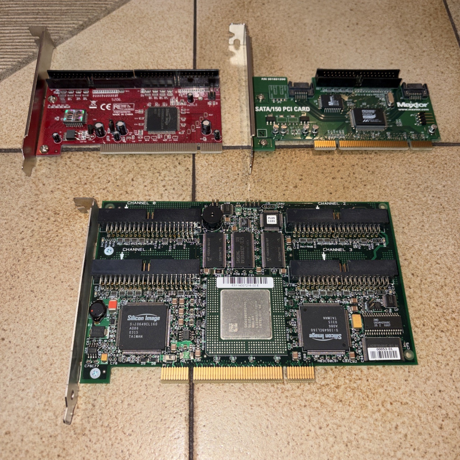 3-Qty PCI Raid Cards, LSI Logic 4 Port Card TH-09K646, Maxtor Single, IDE 
