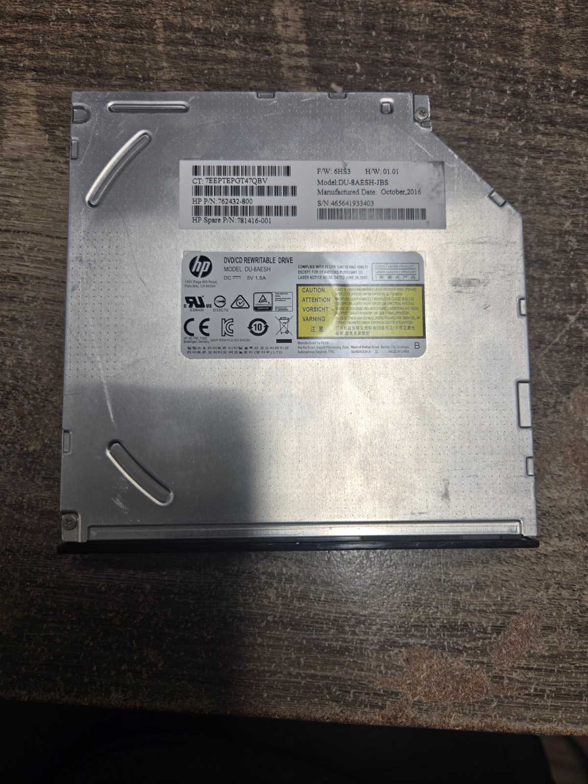 Genuine HP DU-8AESH-JBS DVD Rewritable Drive