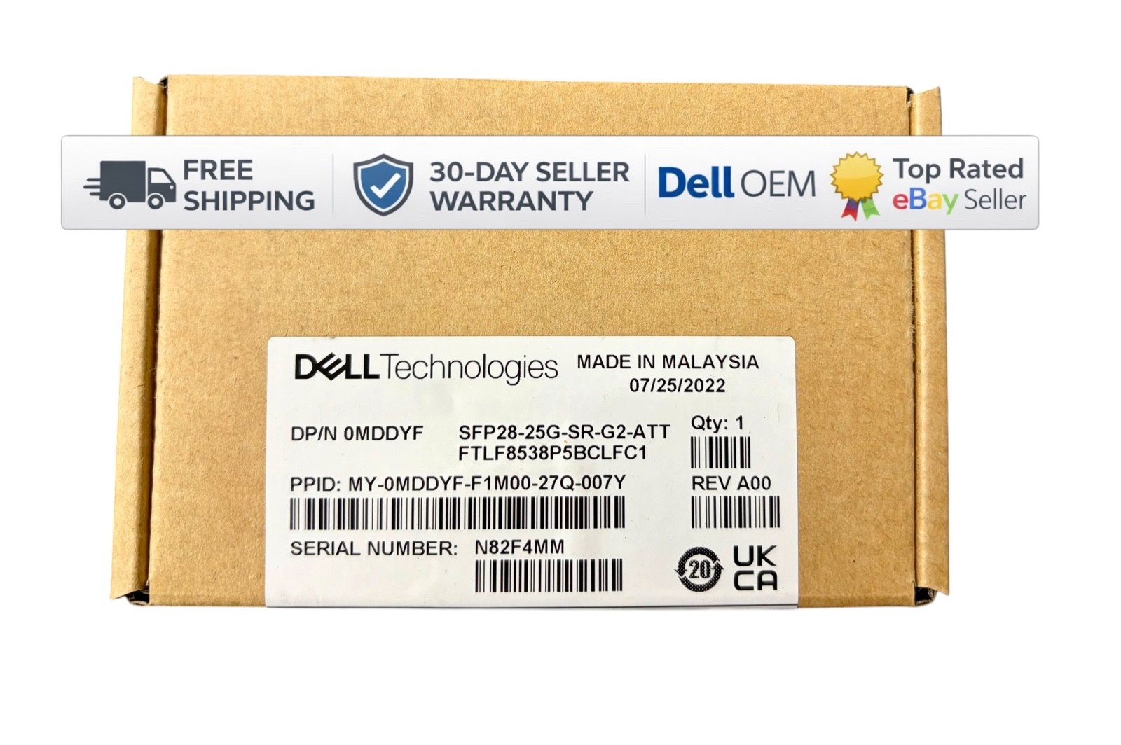 NEW DELL MDDYF SFP SFP28-25G-SR-G2-ATT - 25Gb  SR MMF 850nm 100m Duplex