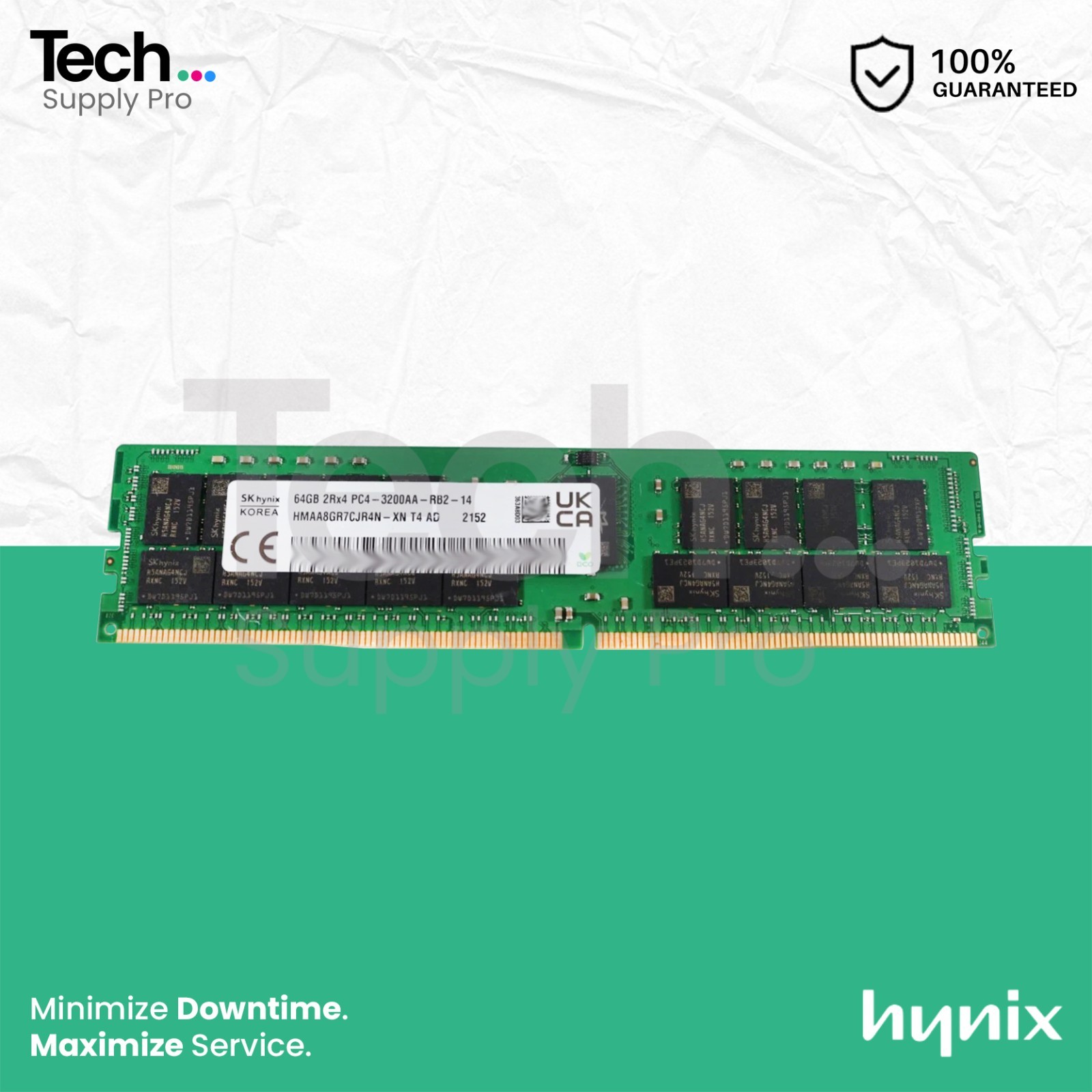 HMAA8GR7CJR4N-XN Hynix 64GB PC4-25600 DDR4-3200MHz ECC 2Rx4 RDIMM 1.2V Memory