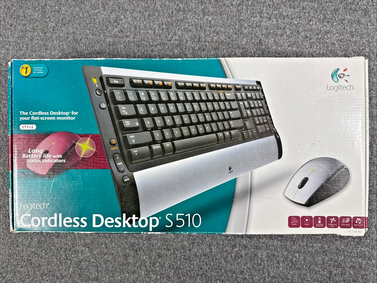 Logitech Cordless Desktop S510 Keyboard Mouse Receiver Y-RAK73