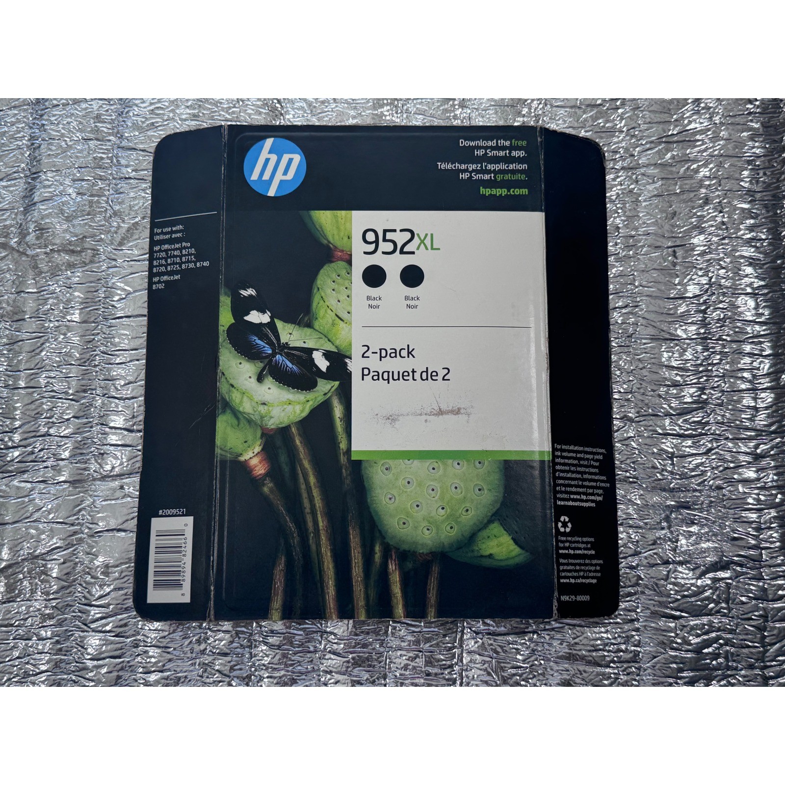 HP 952XL Black Ink Cartridges 2-Pack Genuine OEM N9K29BN Sealed Mar 2024