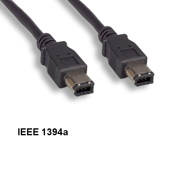 Kentek 15 ft IEEE-1394A Firewire 400 6-Pin Male to 6-Pin Male Cord Data DV Black