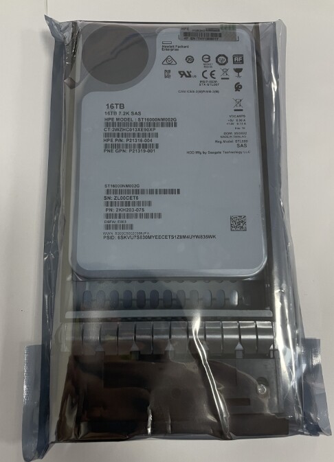 New HPE MSA 16TB 12G SAS 7.2K 3.5" Midline HDD R3U72A P21581-001
