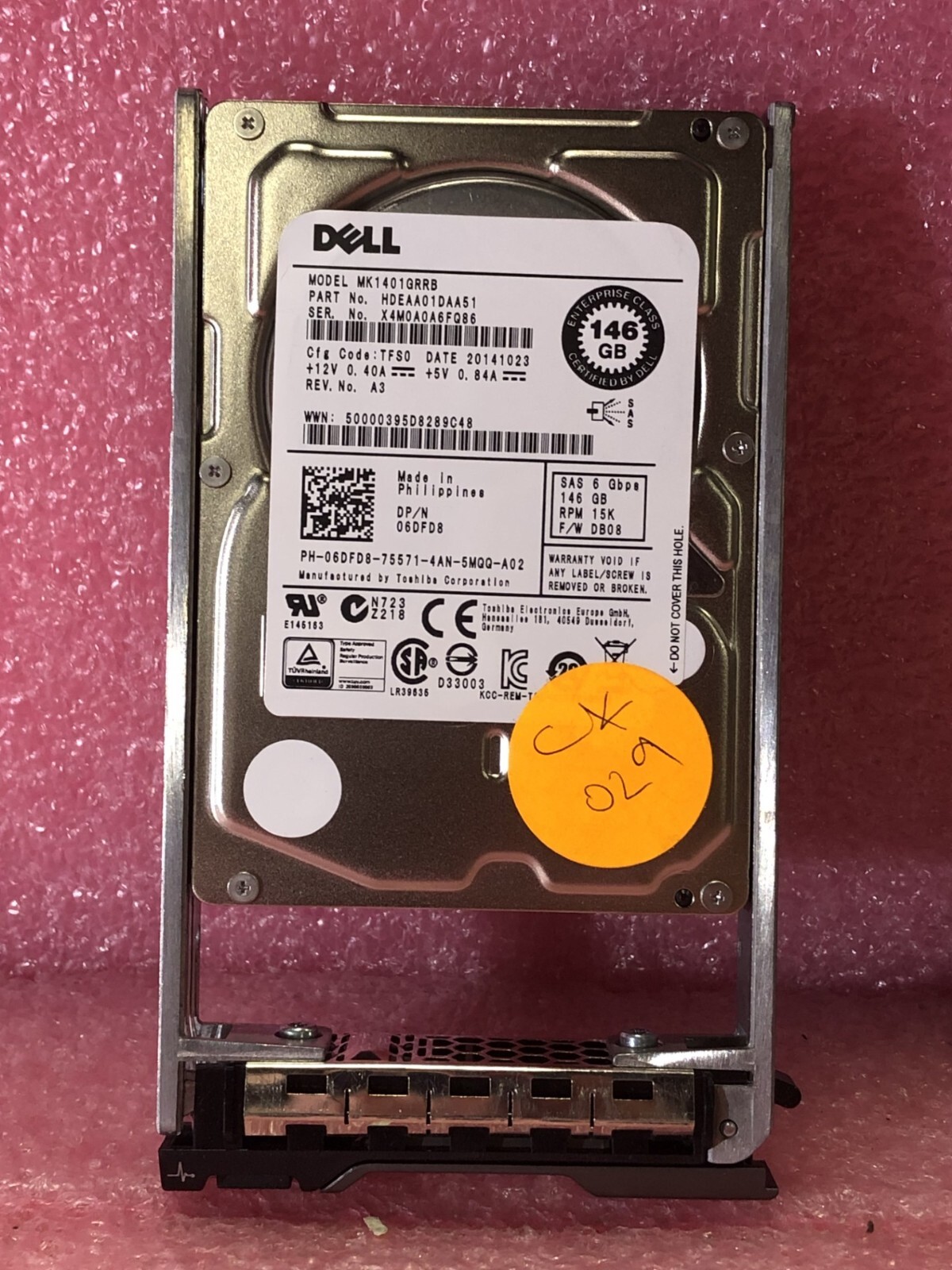 Dell 6DFD8 146GB 15K SAS 6G 2.5 TOSHIBA HDD