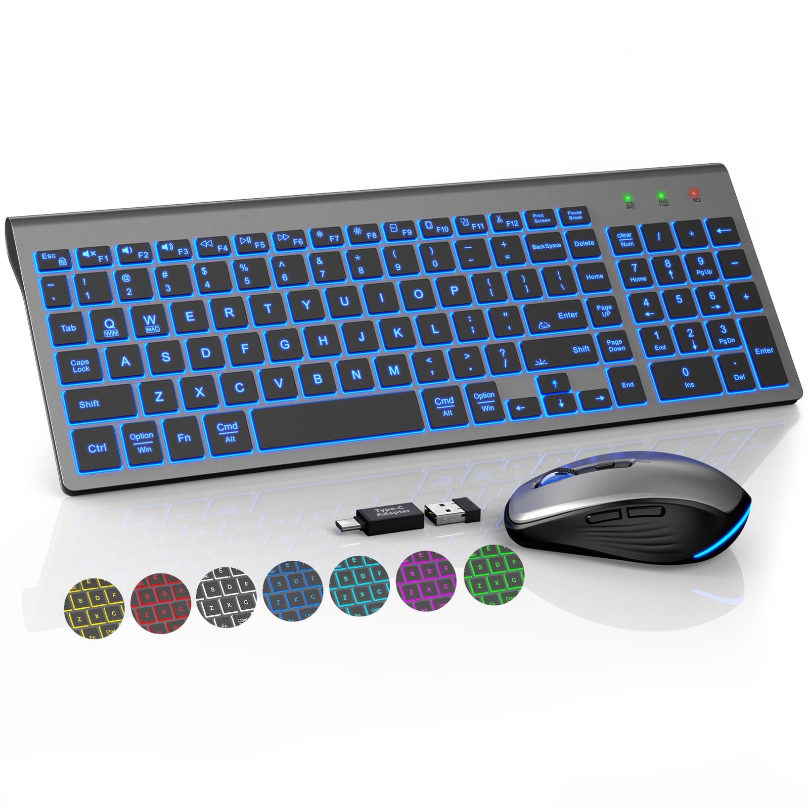SABLUTE Wireless Keyboard and Mouse Combo, Compact Backlit Scissor Keys