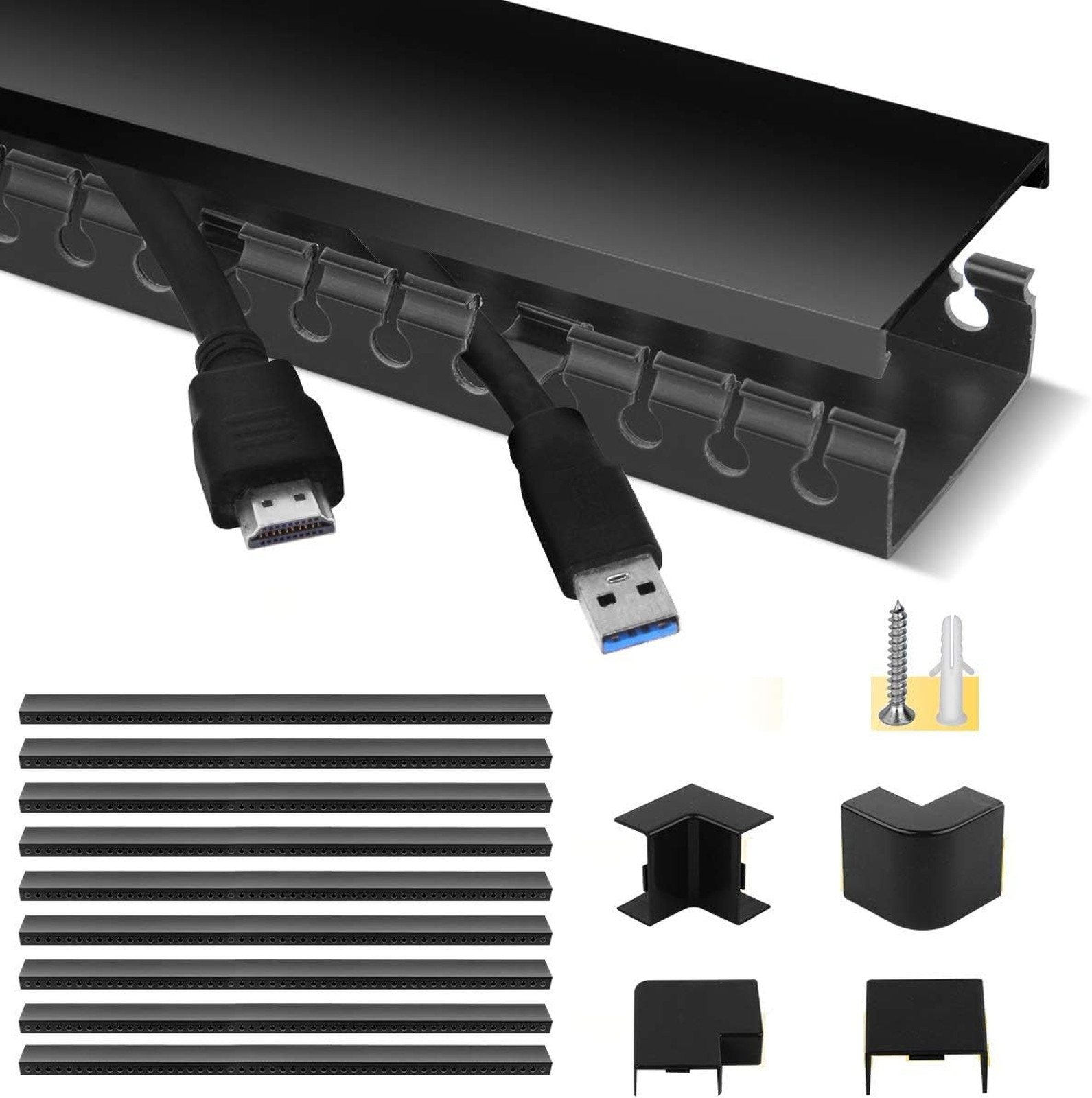 Cable Raceway Kit Open Slot Wiring Duct with Cover for Cable Management