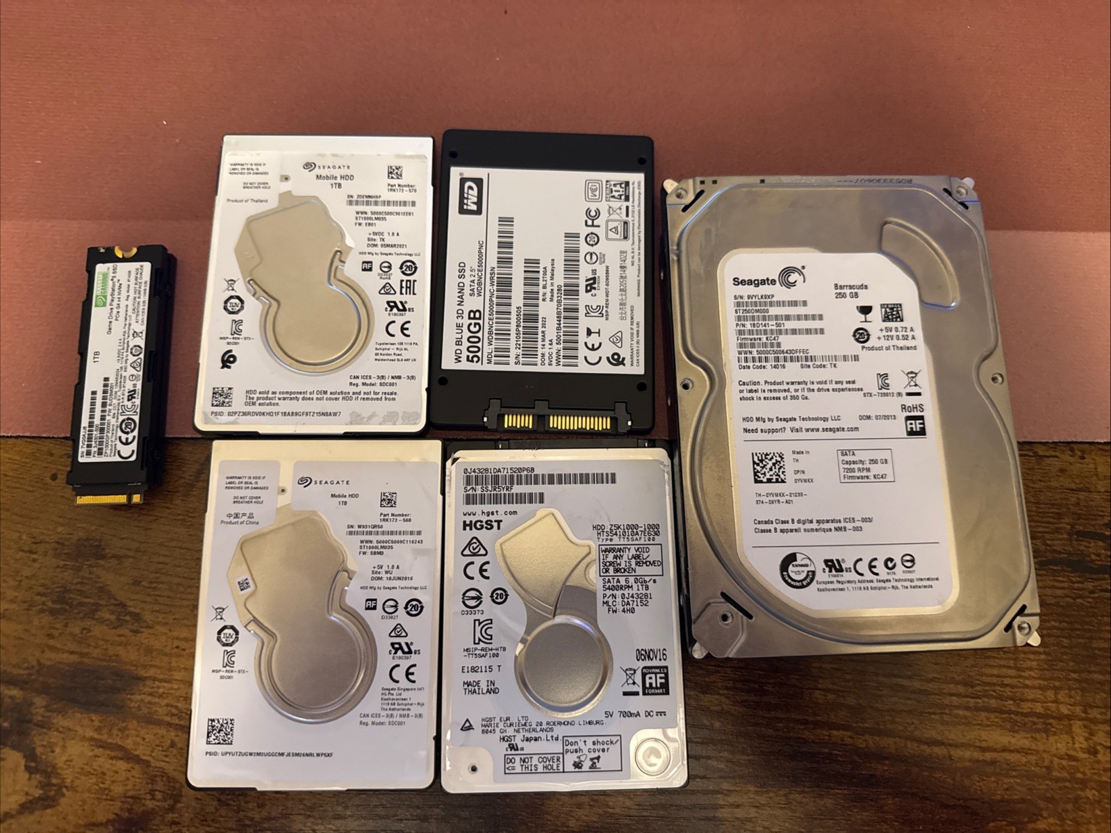 Lot Of 6 Pcs EXTERNAL HARD DRIVES, SEAGATE, WD, SAMSUNG