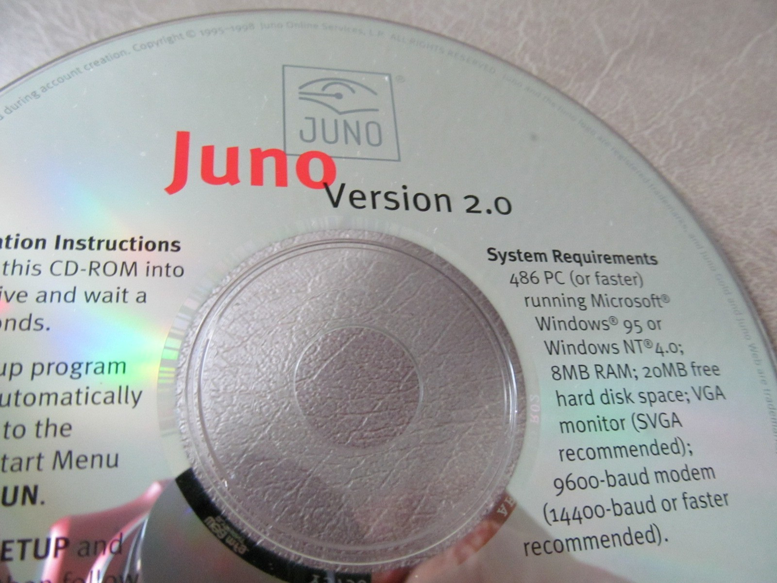 Vintage Juno Software Program v2.0 Disc Rare Early Version for 486 PC Computer