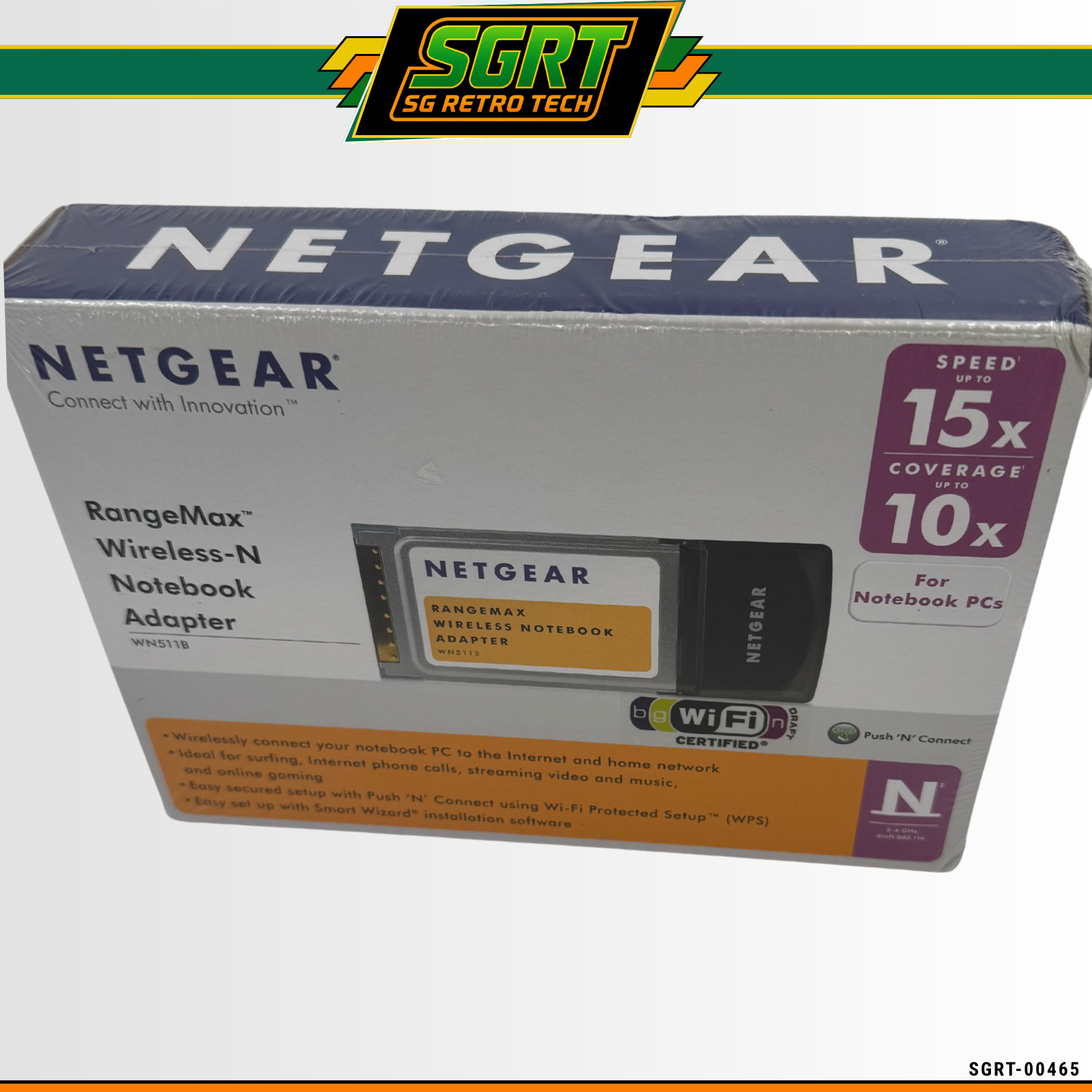 NETGEAR WN511B RangeMax Wireless-N PCMCIA Laptop Adapter New Sealed WN511B