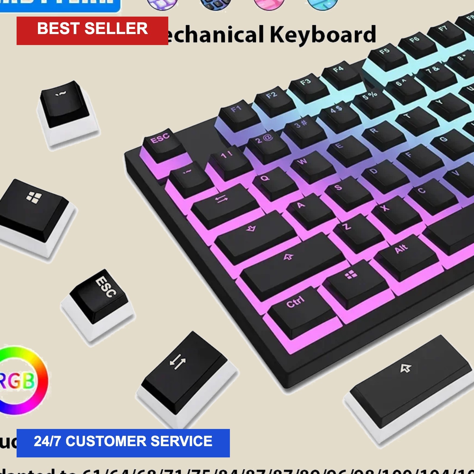 130 Keys Pudding Keycaps For 61 68 84 87 96 98 100 104 108 Key RGB Mechanical