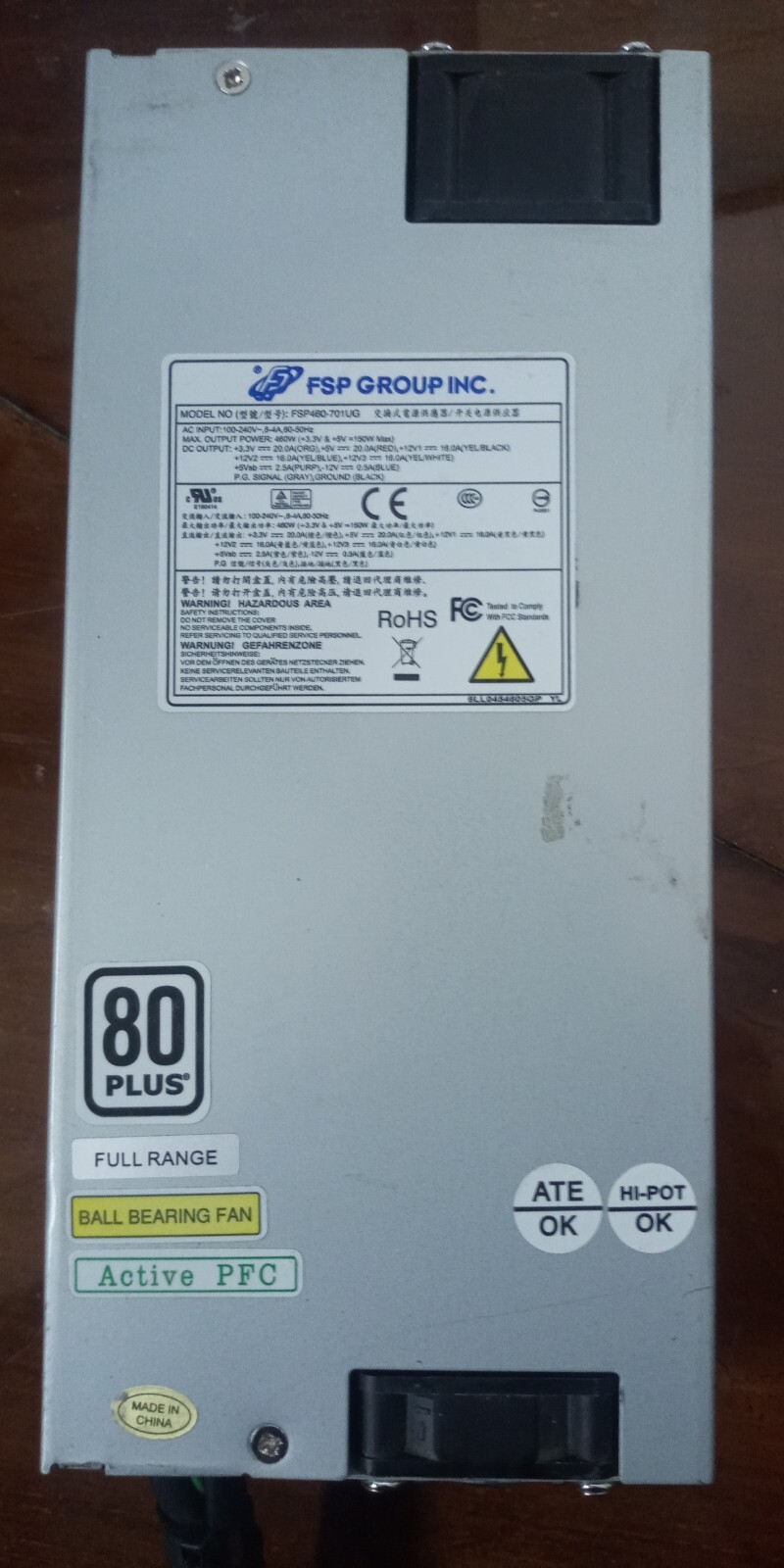 1PCS used  FSP460-701UG 80PLUS 460W Power Supply