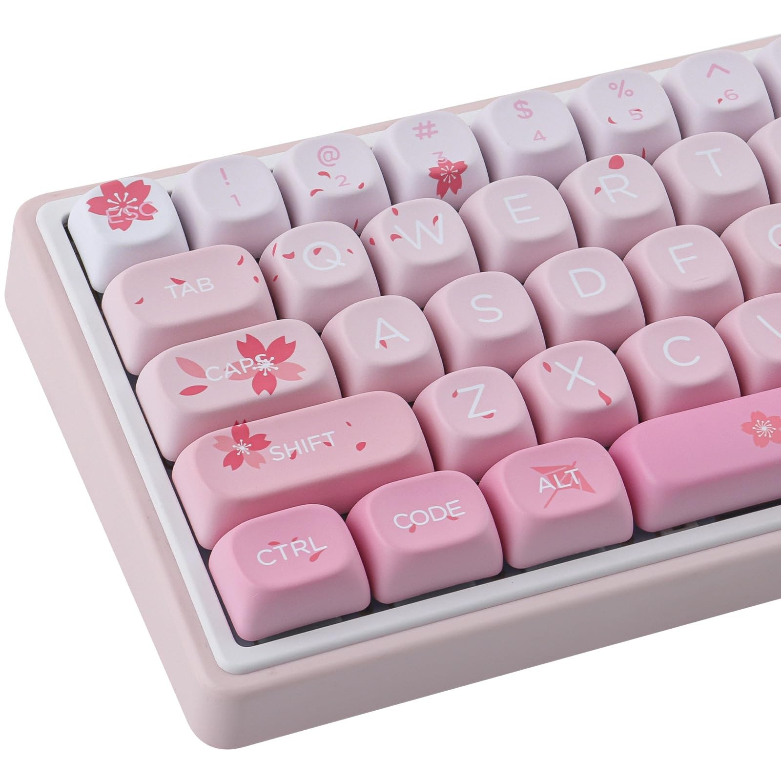129 PCS Cherry Blossom Pink Sakura MOA Keycaps PBT Dye Sub For MX Switches