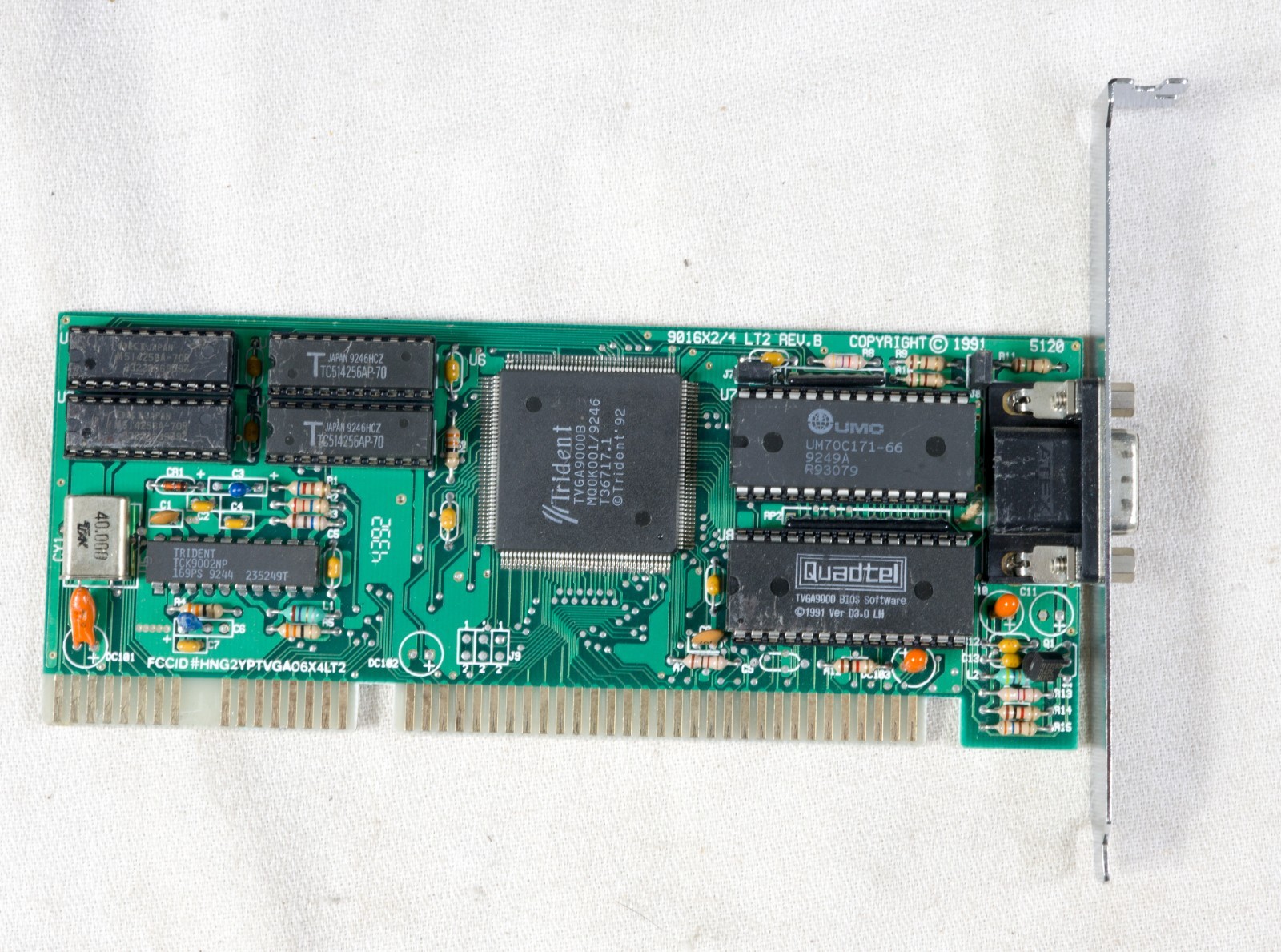 Vintage Generic Trident TVGA8900B 512KB VGA card 16 bit ISA tested ISAP32