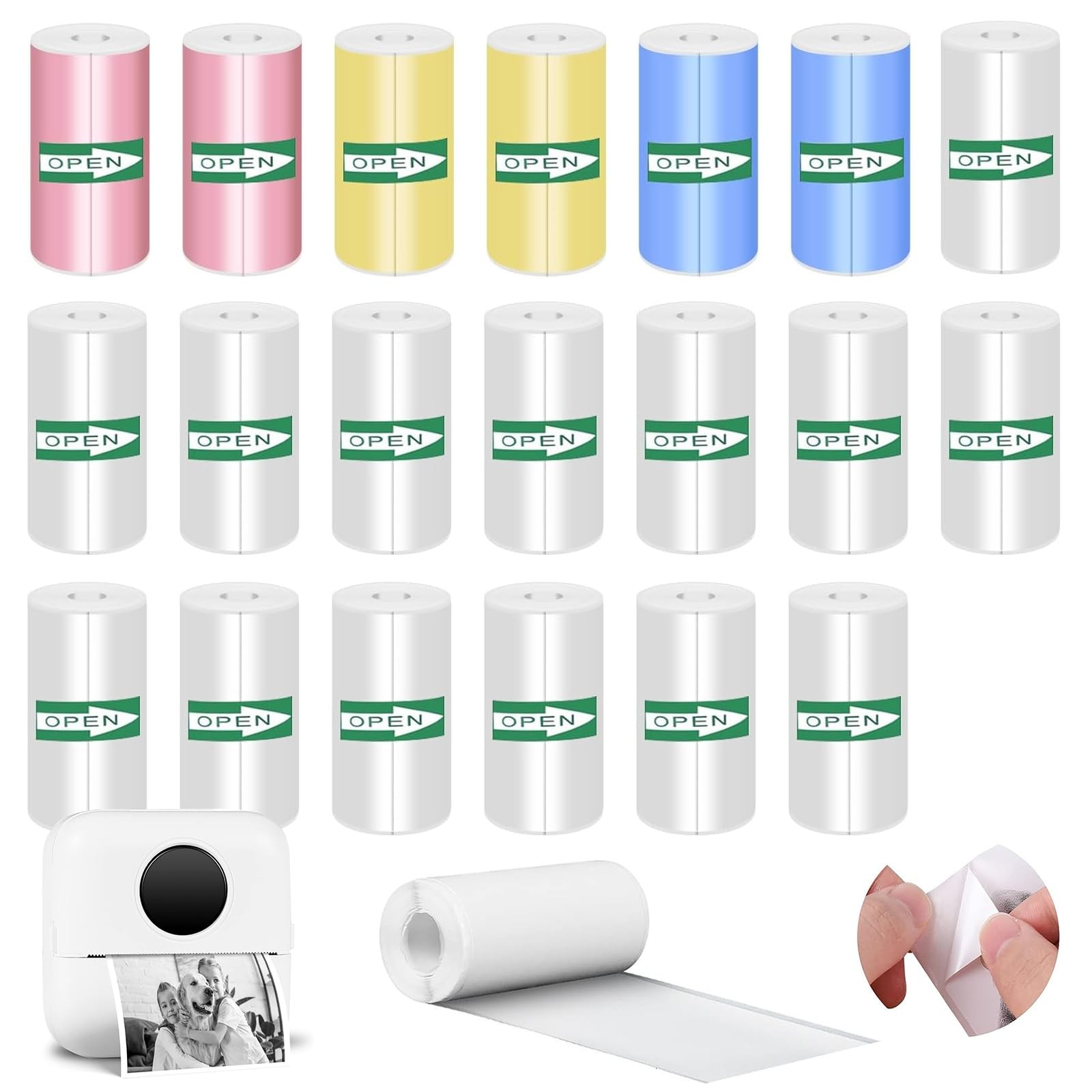 20PCS Mini Printer Paper,Thermal Sticker Paper,Self-adhesive,Mini Thermal Pri...