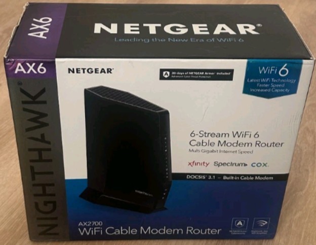 NETGEAR Nighthawk AX6 AX2700 6-Stream WiFi 6 Cable Modem Router Open Box