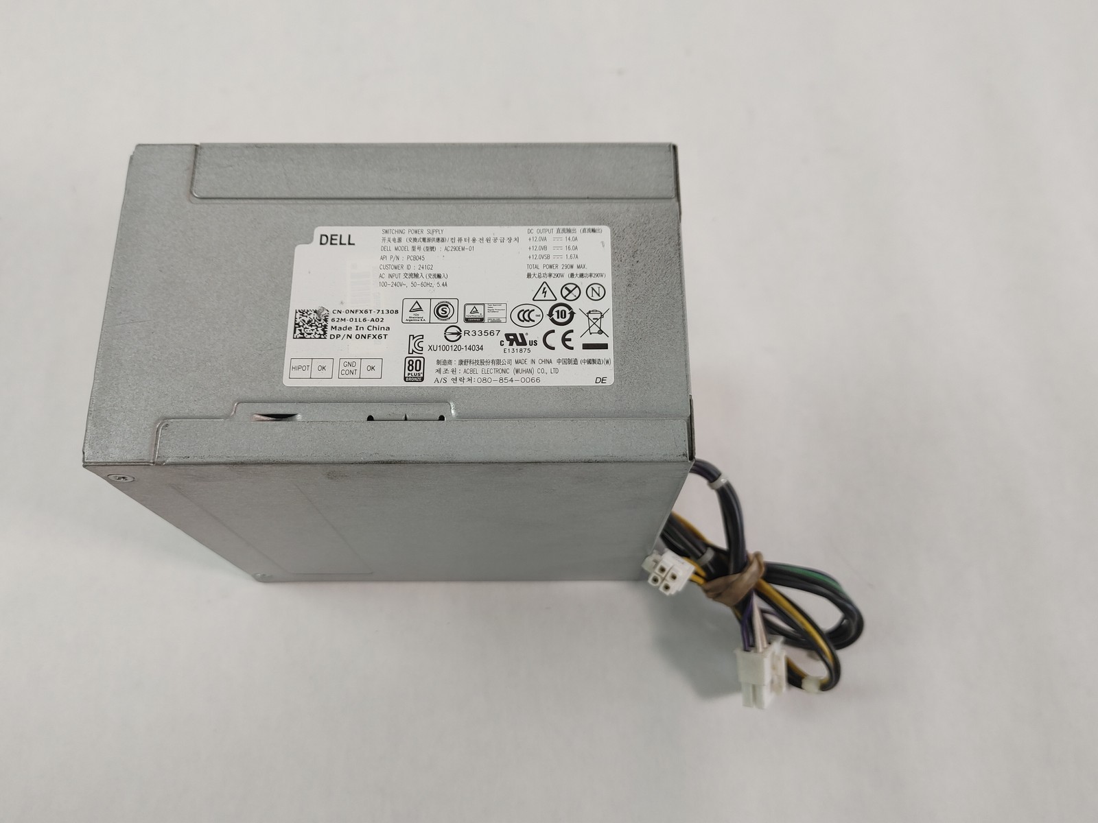 Dell NFX6T Optiplex 7020 / 9020 MT 290W 8 Pin Desktop Power Supply