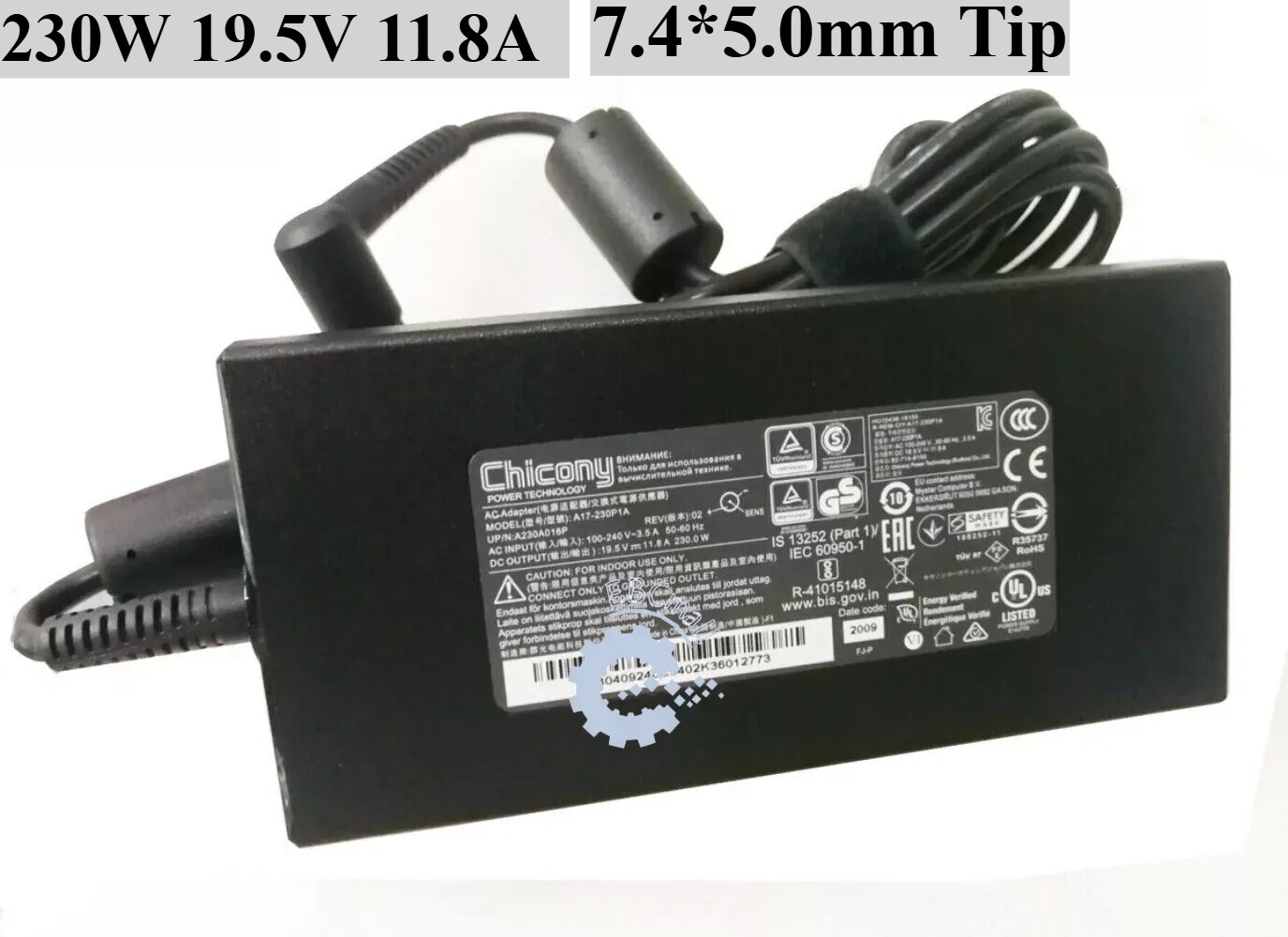Genuine Chicony 19.5V 11.8A 230W Charger for MSI GE75 Raider 7.4mm AC Adapter