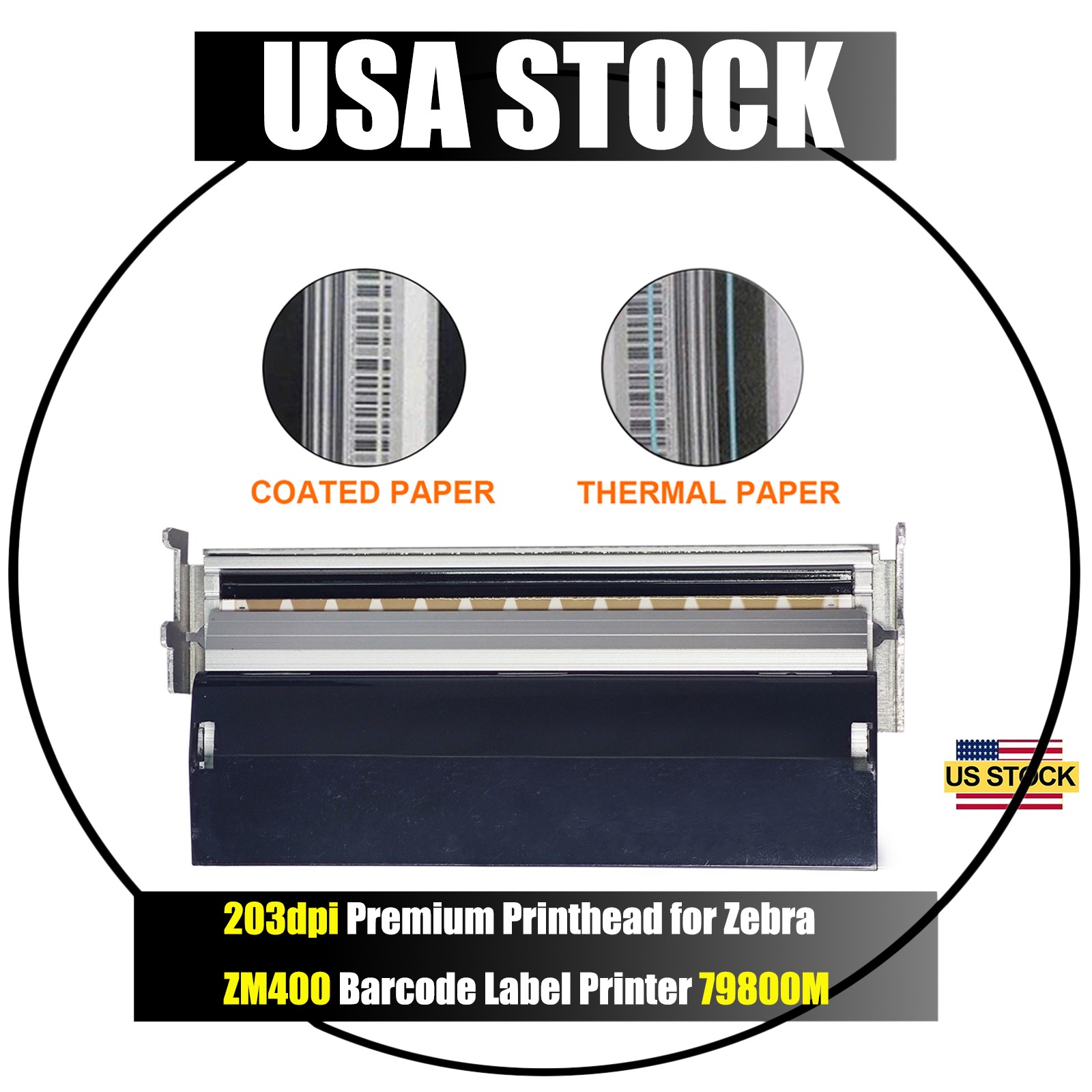 203dpi 79800M Printhead for Zebra ZM400 Barcode Label Printer USA STOCK