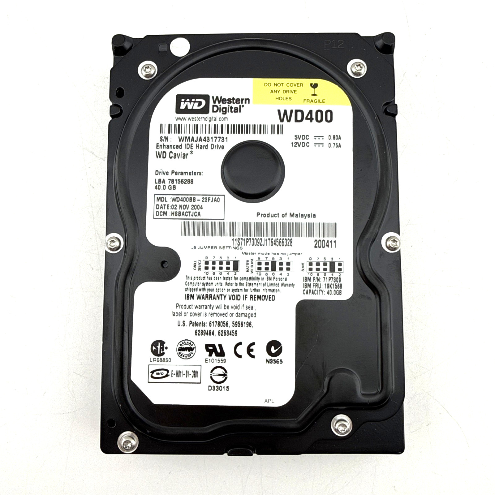 Western Digital WD400BB 40GB IDE PATA 3.5 Hard Drive 7200RPM