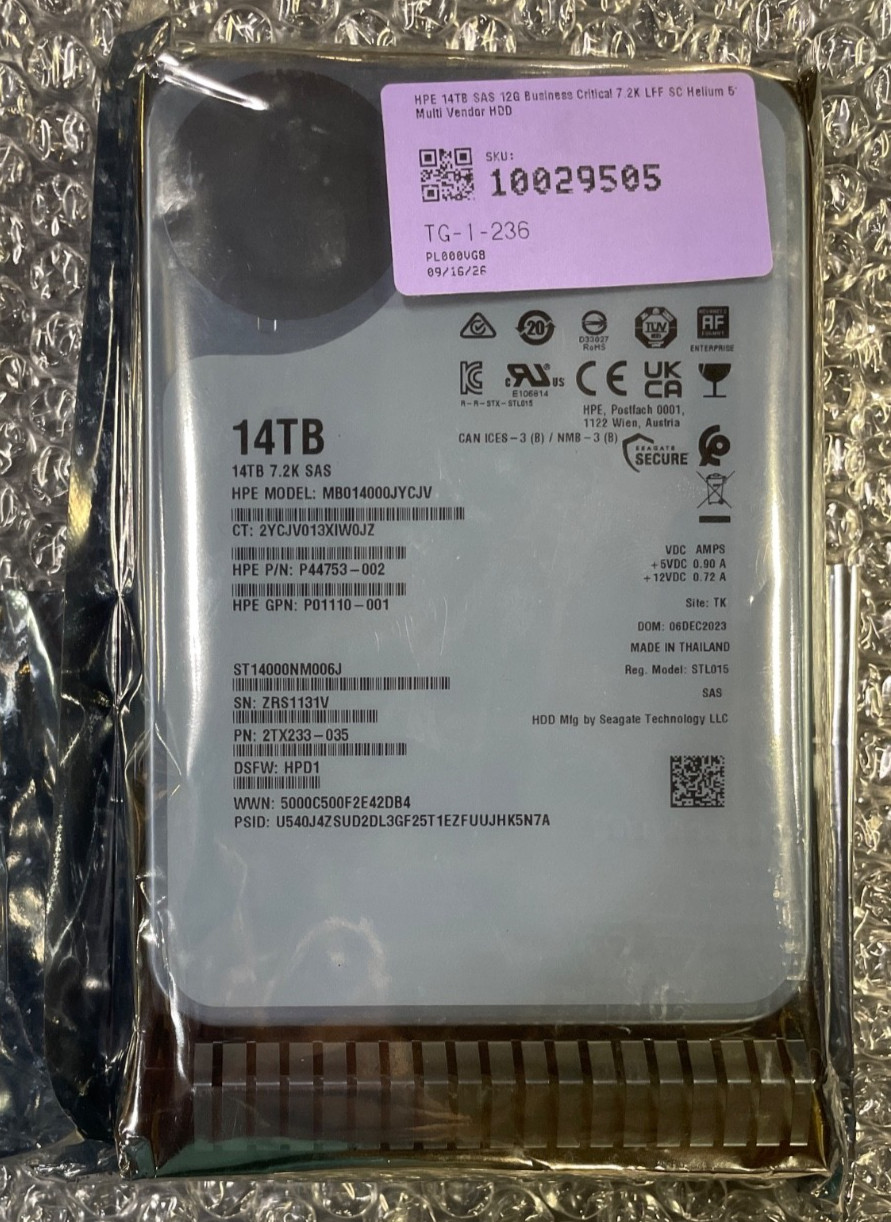 MB014000JYCJV HPE 14TB SAS 7.2K