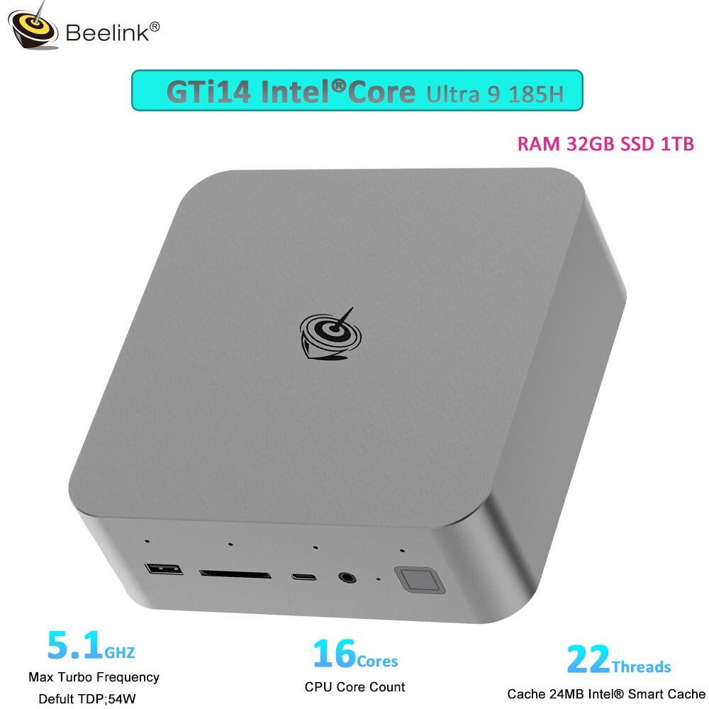 Gaming PC Beelink GTi14 Intel Ultra9 185H Mini Computer RAM32GBDDR5 SSD1TB WIFI7