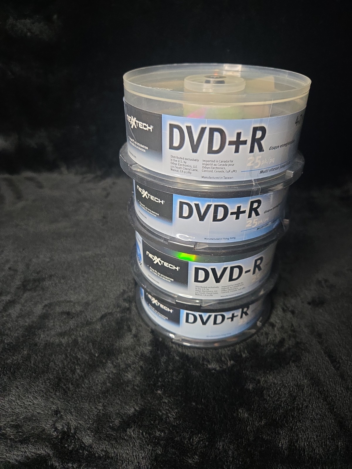 NEW NEXXTECH DVD+R 4 25packs 4.7GB/120 min video multi speed up to 8×