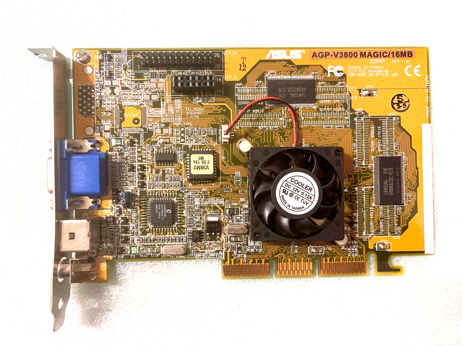 VINTAGE ASUS AGP-V3800 MAGIC 16MB RIVA TNT2 AGP VGA CARD VGA SVIDEO RCA MXB190