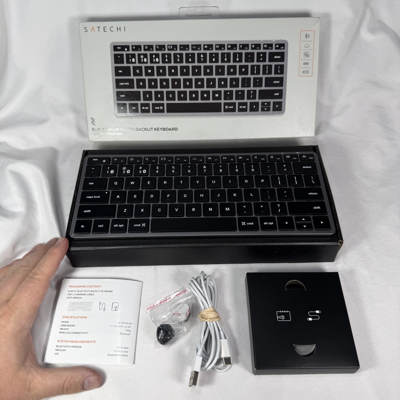 Satechi SLIM X1 USB C Bluetooth QWERTY Compact Backlit Keyboard FOR MAC Wireless